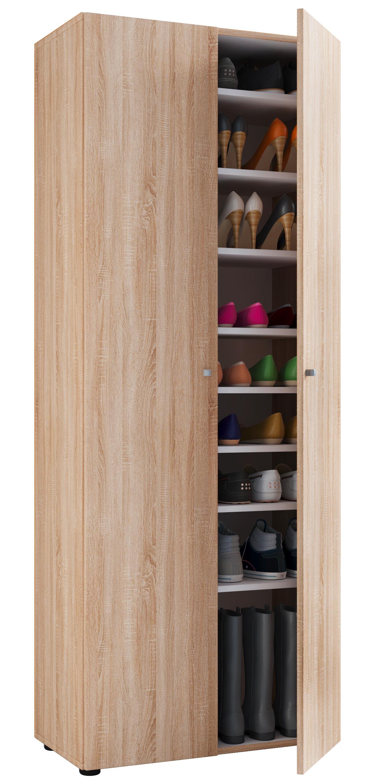 SCHUHSCHRANK VANDOL I 9 DT - Schwarz/Sonoma Eiche, Design, Holzwerkstoff/Kunststoff (71/180/39cm) - MID.YOU
