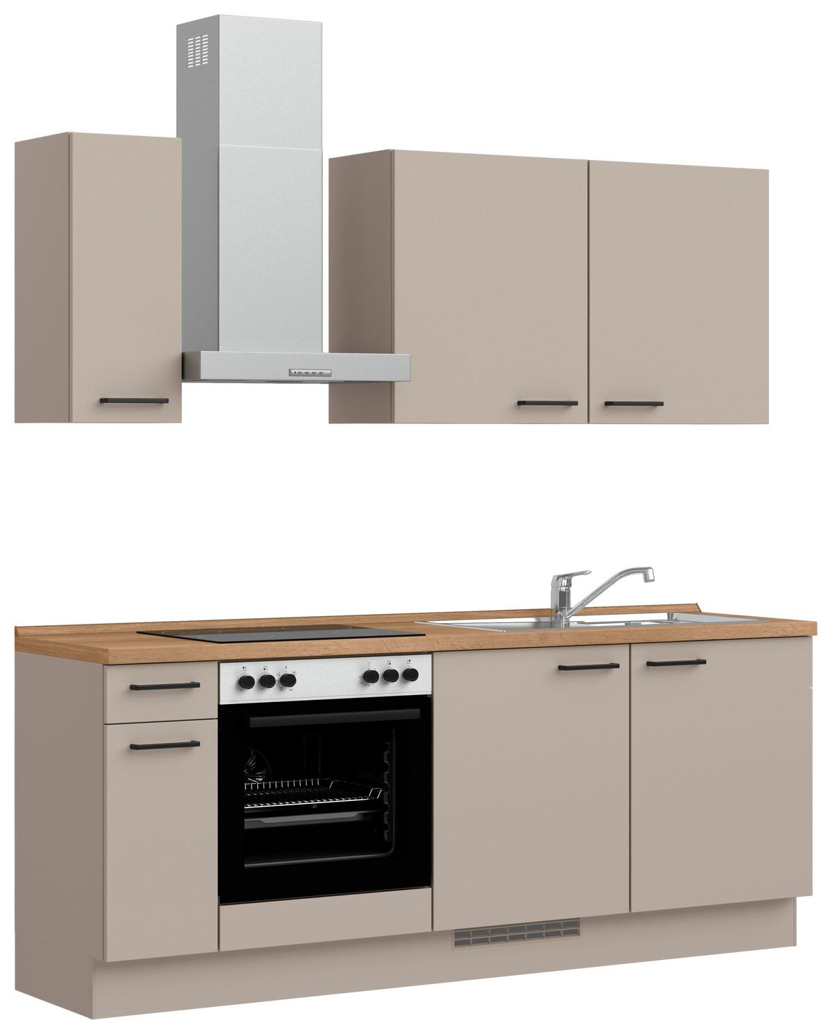 Küchenleerblock Easytouch Low o. Geräte Sandfarben - Sandfarben/Eichefarben, MODERN, Holzwerkstoff/Metall (210cm) - Nobilia