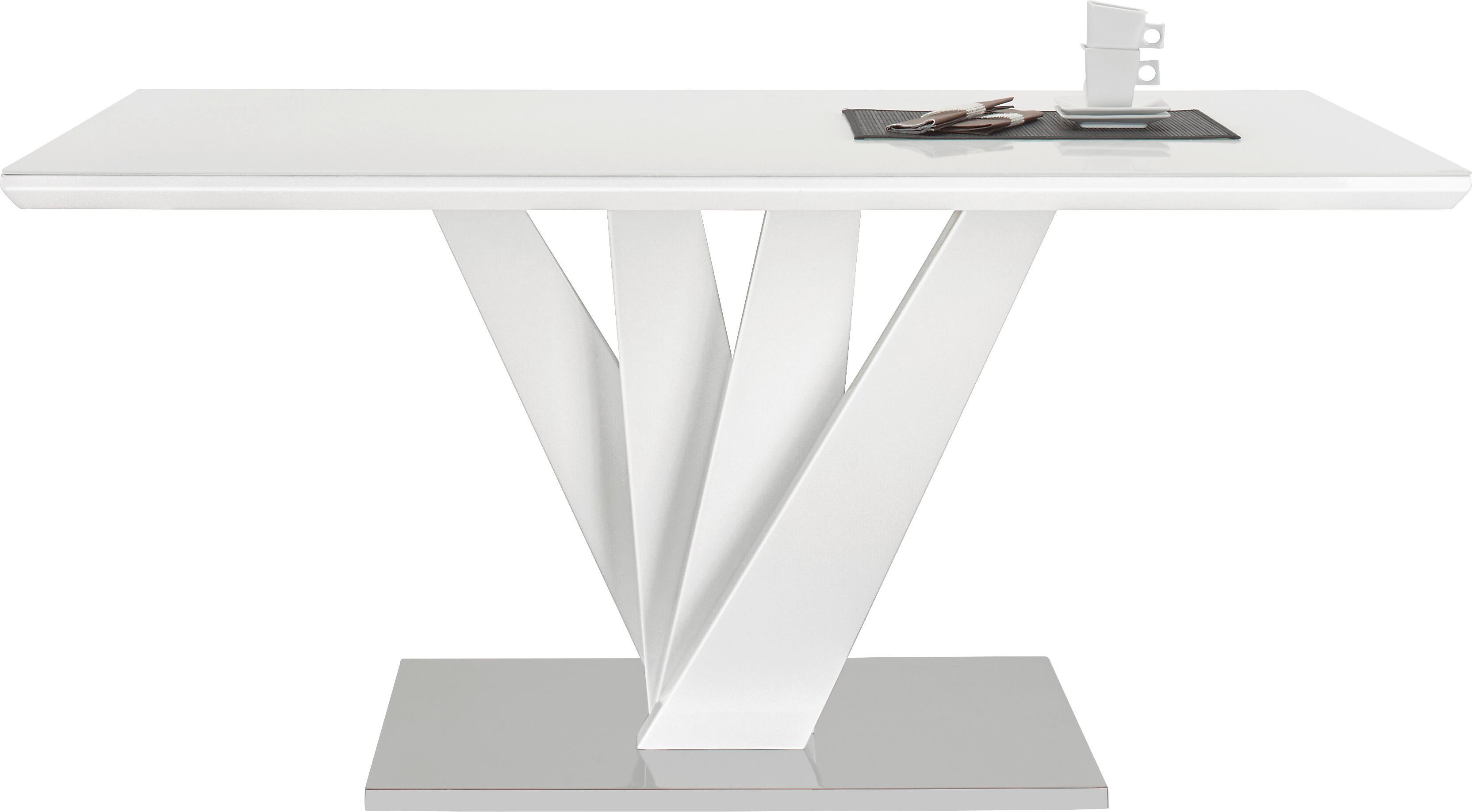 Esstisch Samuel in Weiß - Edelstahlfarben/Weiß, MODERN, Glas/Holzwerkstoff (160/90/76cm) - Mömax