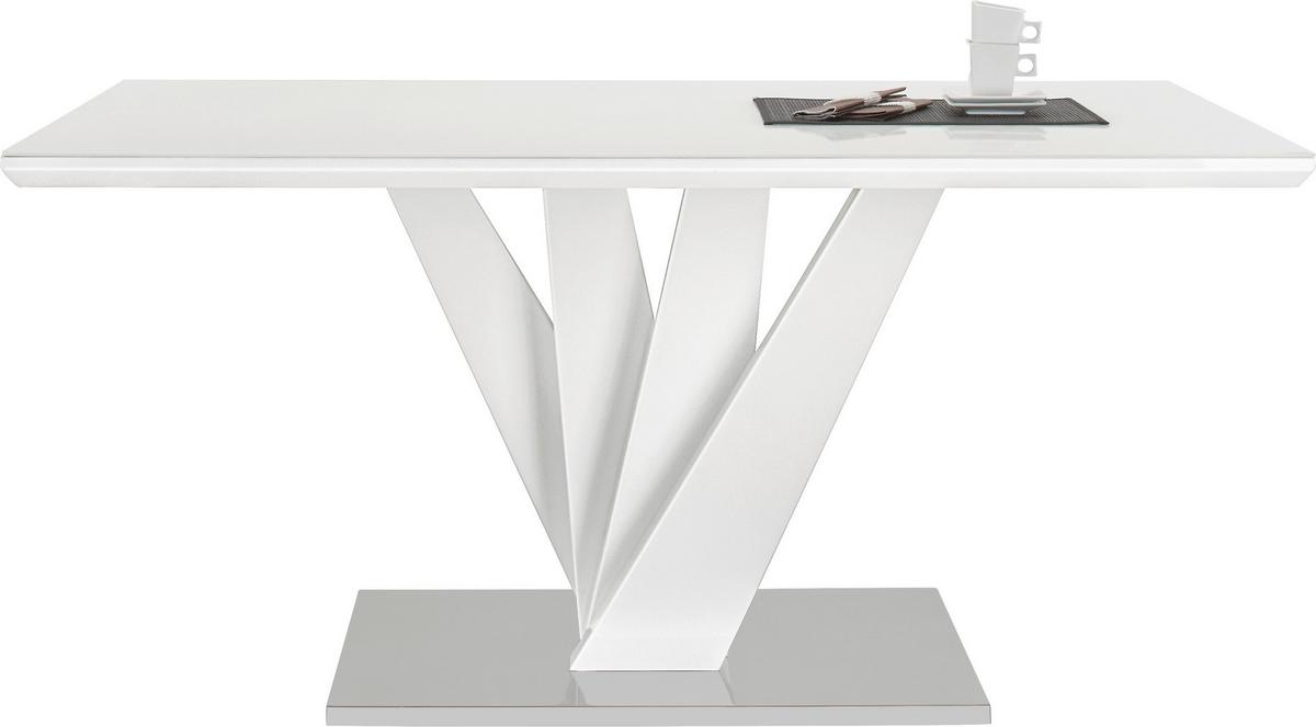 Masă SAMUEL - alb/culoare inox, Modern, sticlă/metal (160/90/76cm) - Mömax