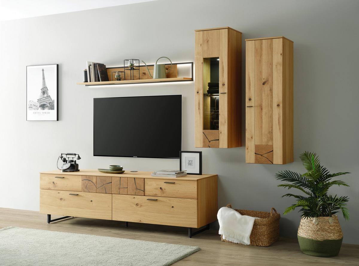 Hängeelement Stockholm in Eichefarben - Eichefarben/Schwarz, MODERN, Holzwerkstoff/Metall (37/119/38cm) - Premium Living