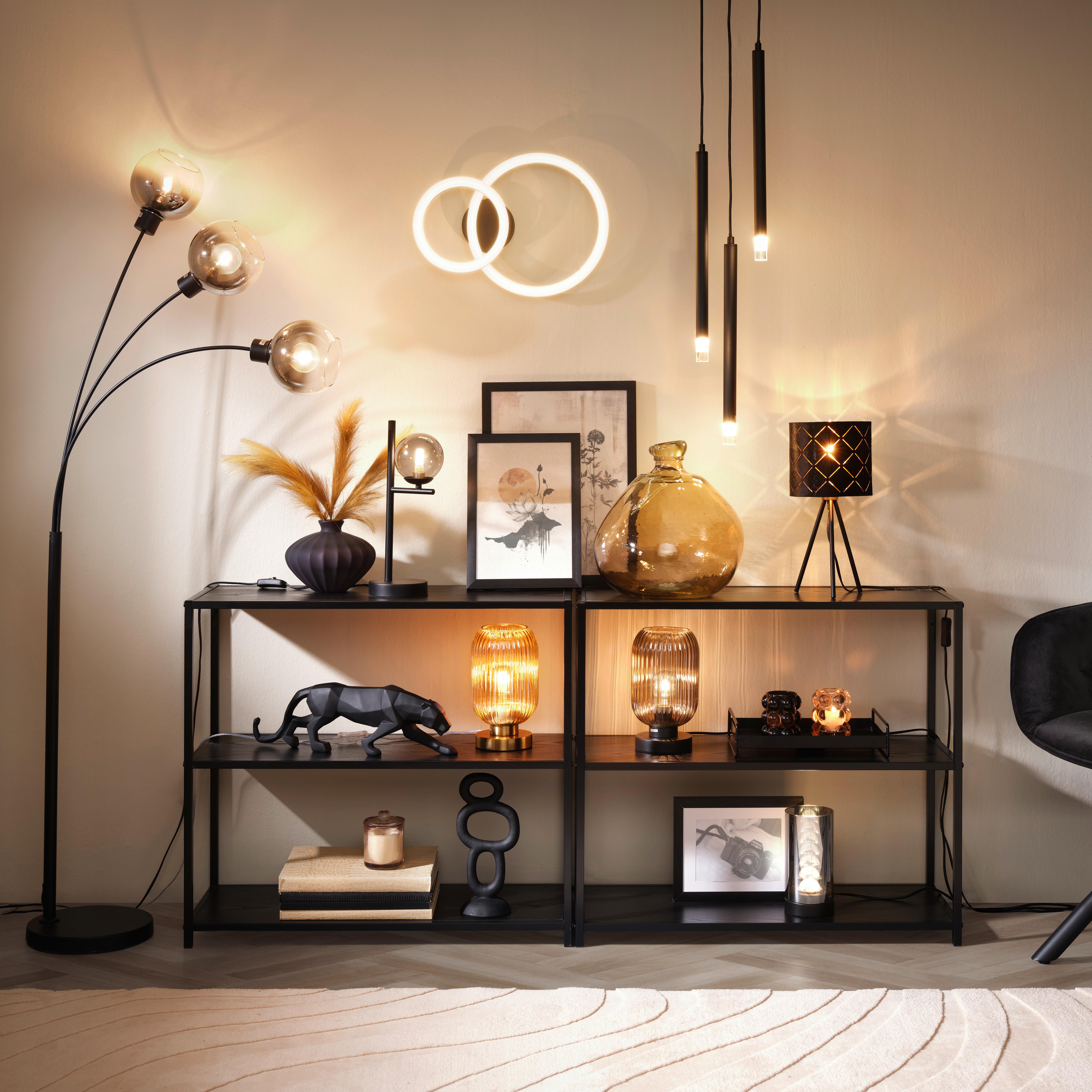 Hängeleuchte Simpl Klar/Schwarz max. 4 Watt - Klar/Schwarz, Modern, Kunststoff/Metall (76/8/120cm) - Mömax