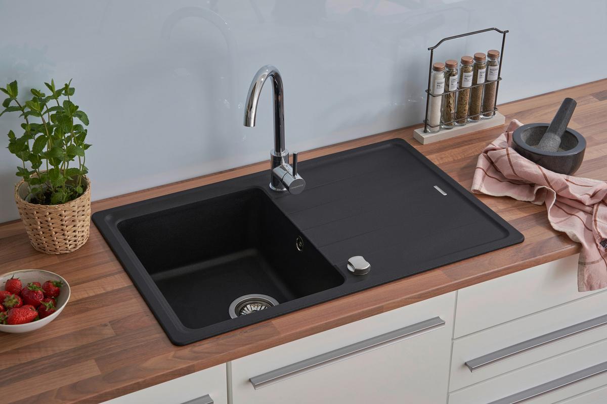 Granitspüle Columbia ca. 78x18,5x50 cm Schwarz - Schwarz, Trend, Stein (78/18,5/50cm) - Respekta