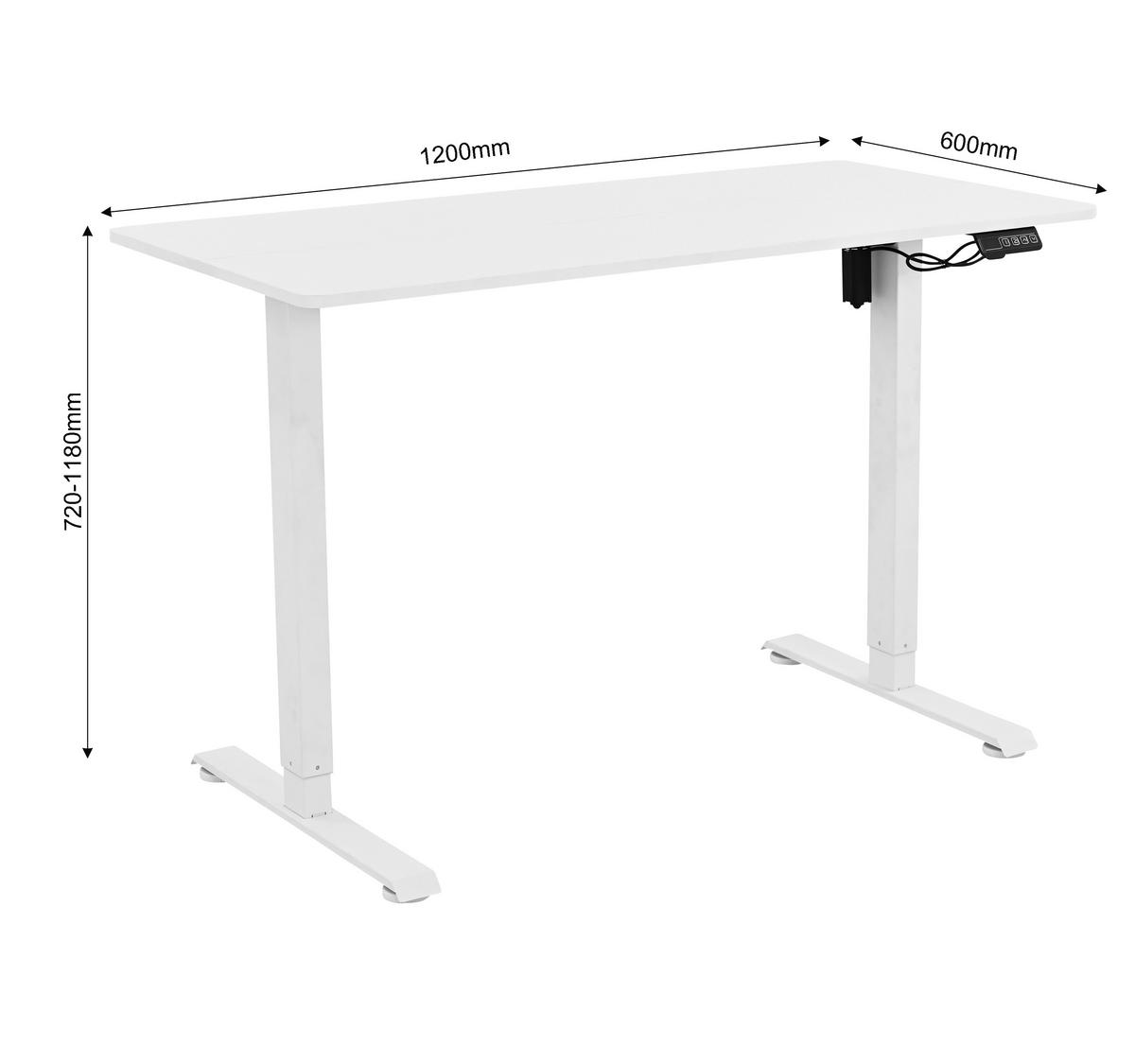 Radni Sto Charlie - bela/crna, Moderno, metal/pločasti materijal (120/60/72-118cm) - Modern Living