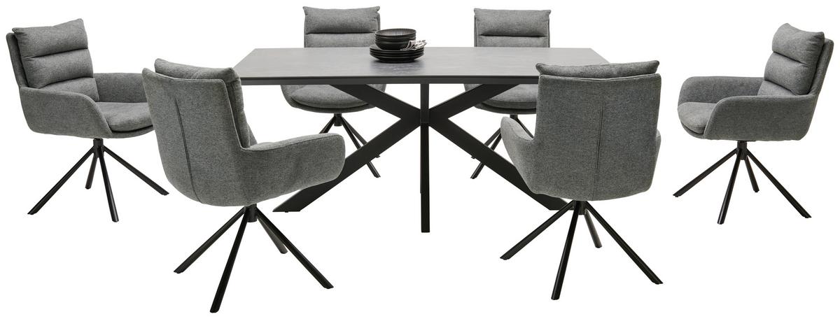 Masa STEVE 1 - negru, Modern, ceramică/metal (180/76/90cm)