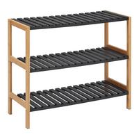 Schuhregal Elsa in Naturfarben/Schwarz - Schwarz/Naturfarben, MODERN, Naturmaterialien/Holzwerkstoff (70/58,5/30cm) - Mömax