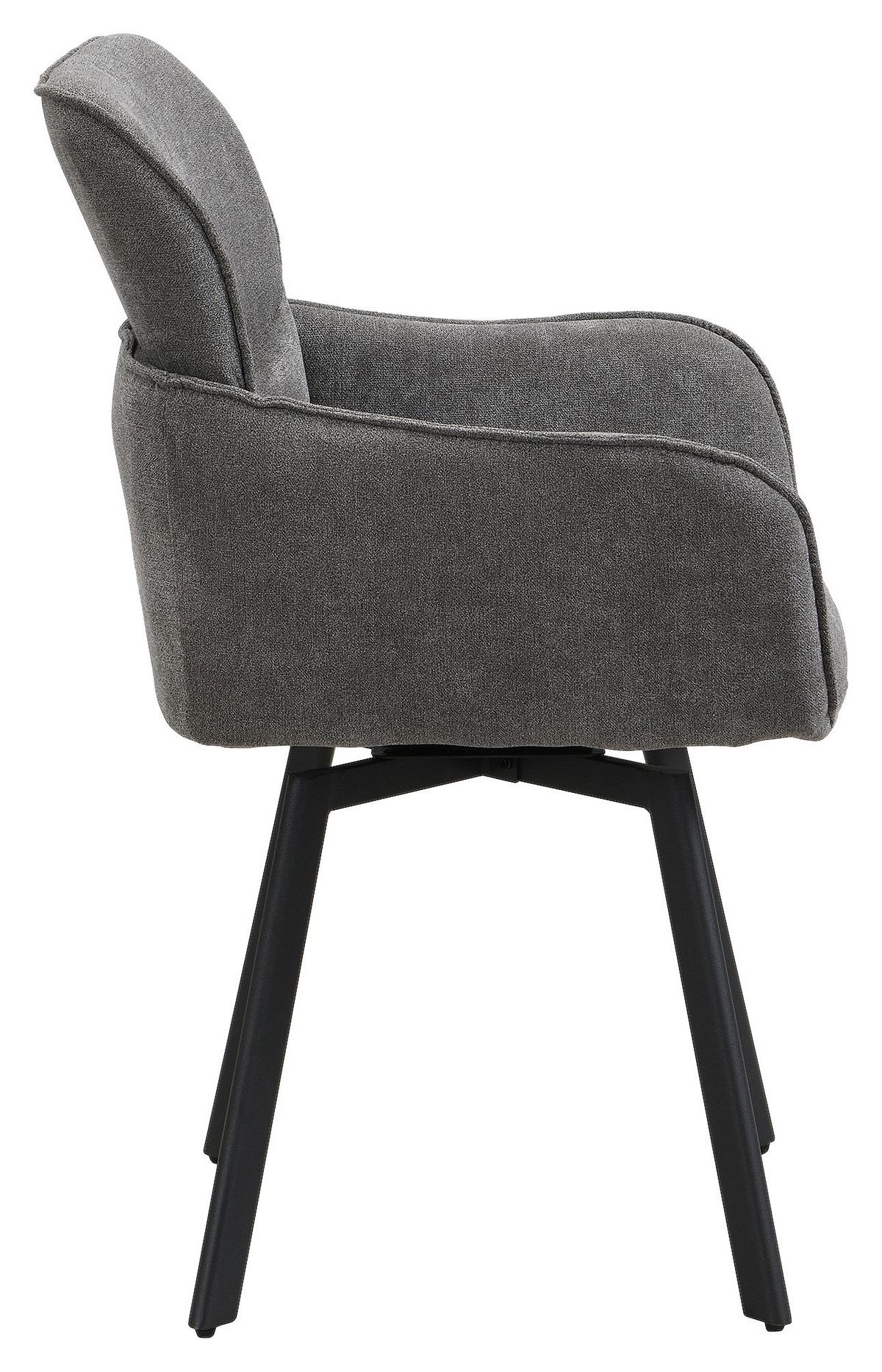 STUHL-SET RICO - Dunkelgrau/Schwarz, MODERN, Textil/Metall (61/90/63cm) - MID.YOU
