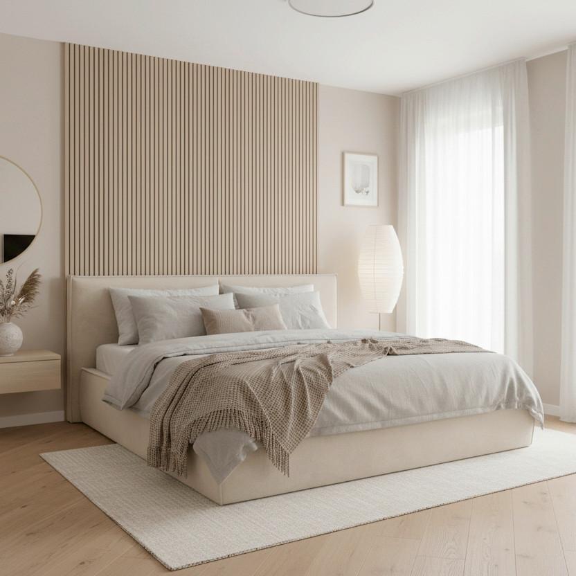 Pat tapițat Serena 180x200 cm Weiß - ivoar/negru, Modern, lemn/metal (180/200cm) - Bessagi Home