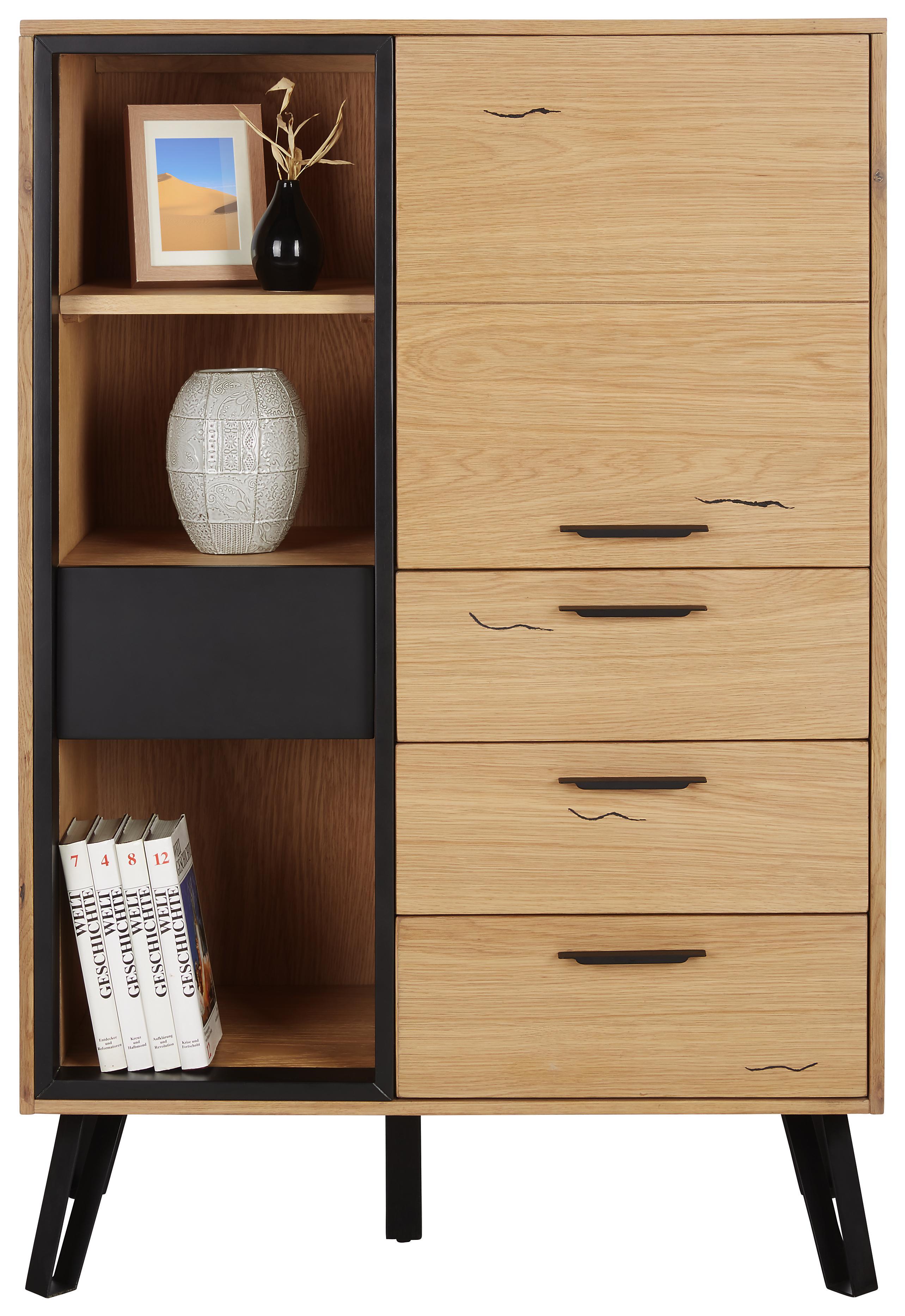 Highboard in Eichefarben - Eichefarben/Schwarz, LIFESTYLE, Holz/Holzwerkstoff (91/135/42cm) - Zandiara
