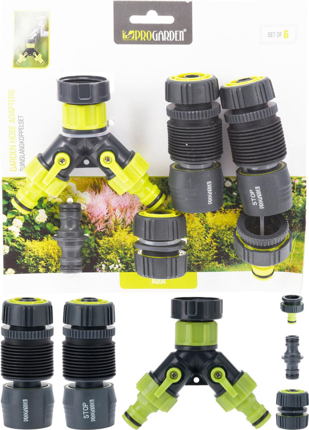 Tömlőcsatlakozó-készlet Progarden - szürke/zöld, műanyag