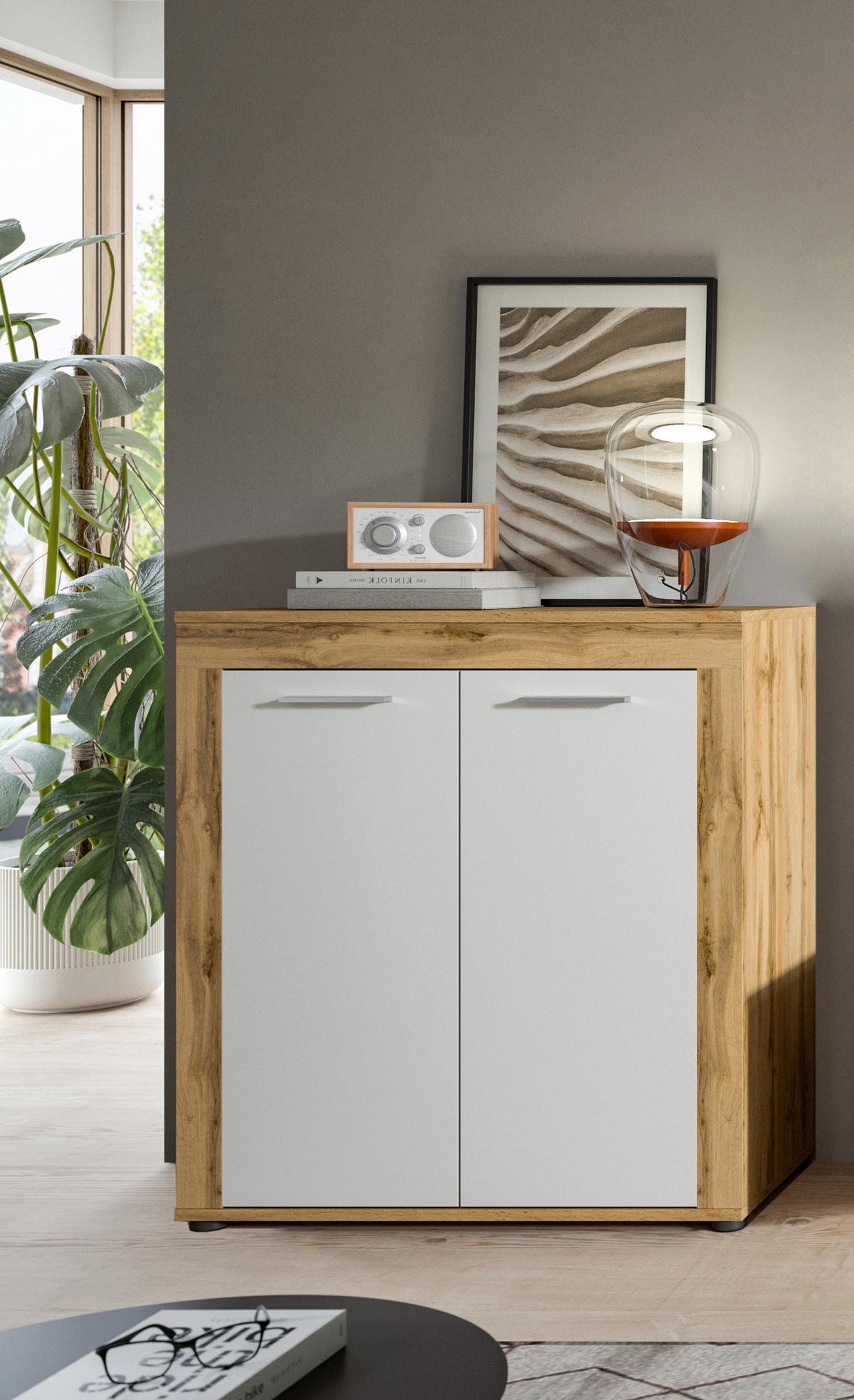 Komoda Jam - bijela/srebrne boje, Design, drvni materijal/plastika (80/88/35cm) - Modern Living