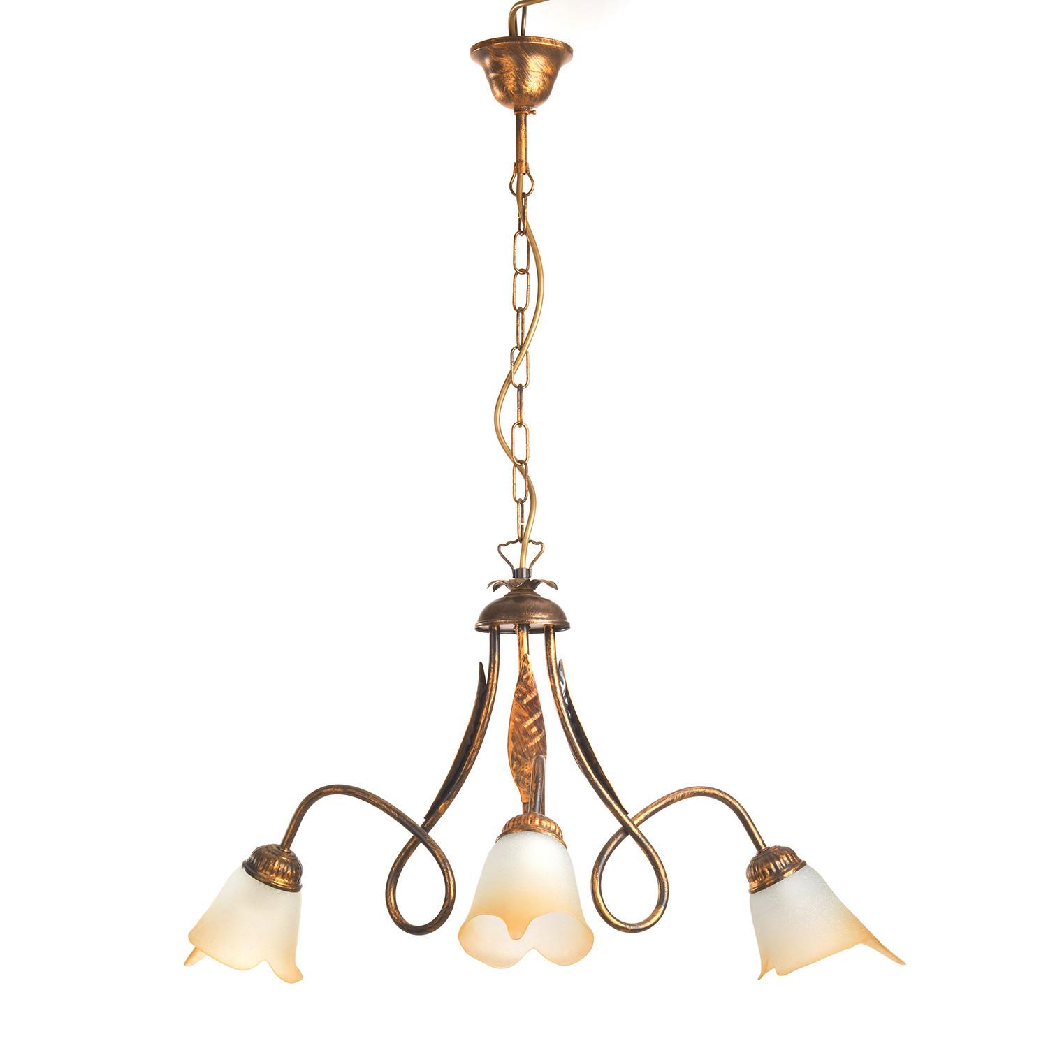 Kronleuchter Doppio Giro Bronzefarben max. 6 Watt - KONVENTIONELL, Glas/Metall (65/82cm)