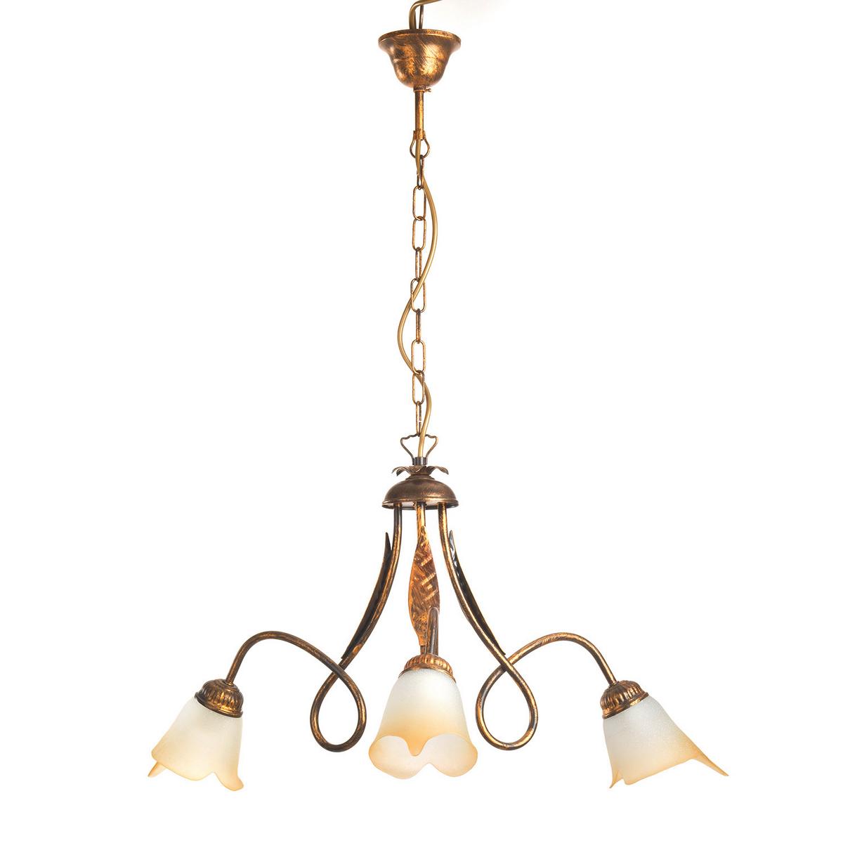 Kronleuchter Doppio Giro Bronzefarben max. 6 Watt - KONVENTIONELL, Glas/Metall (65/82cm)