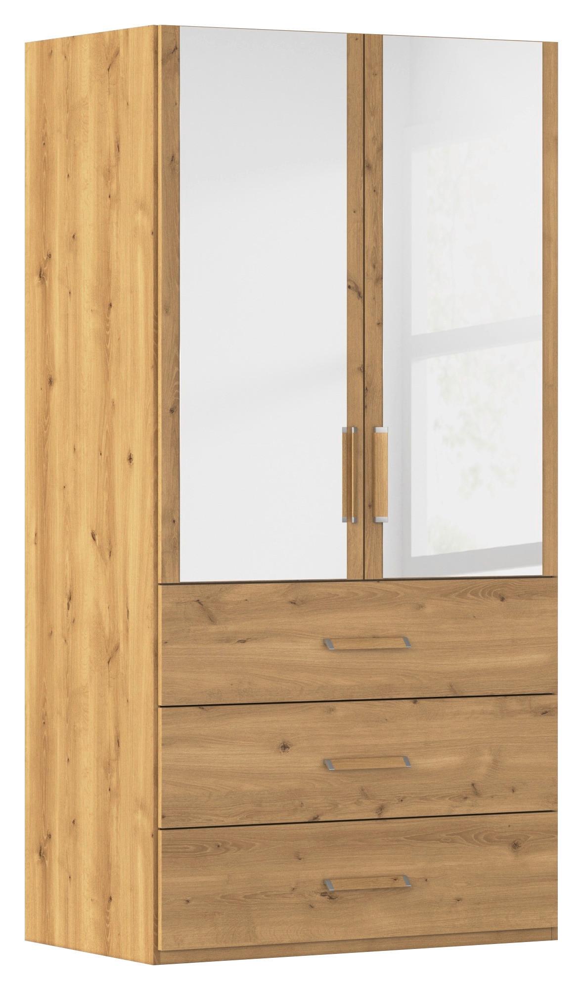 Omara S Klasičnimi Vrati Evelyn, Barva Hrasta - barve hrasta, Design, umetna masa/steklo (101/197/60cm) - Novel
