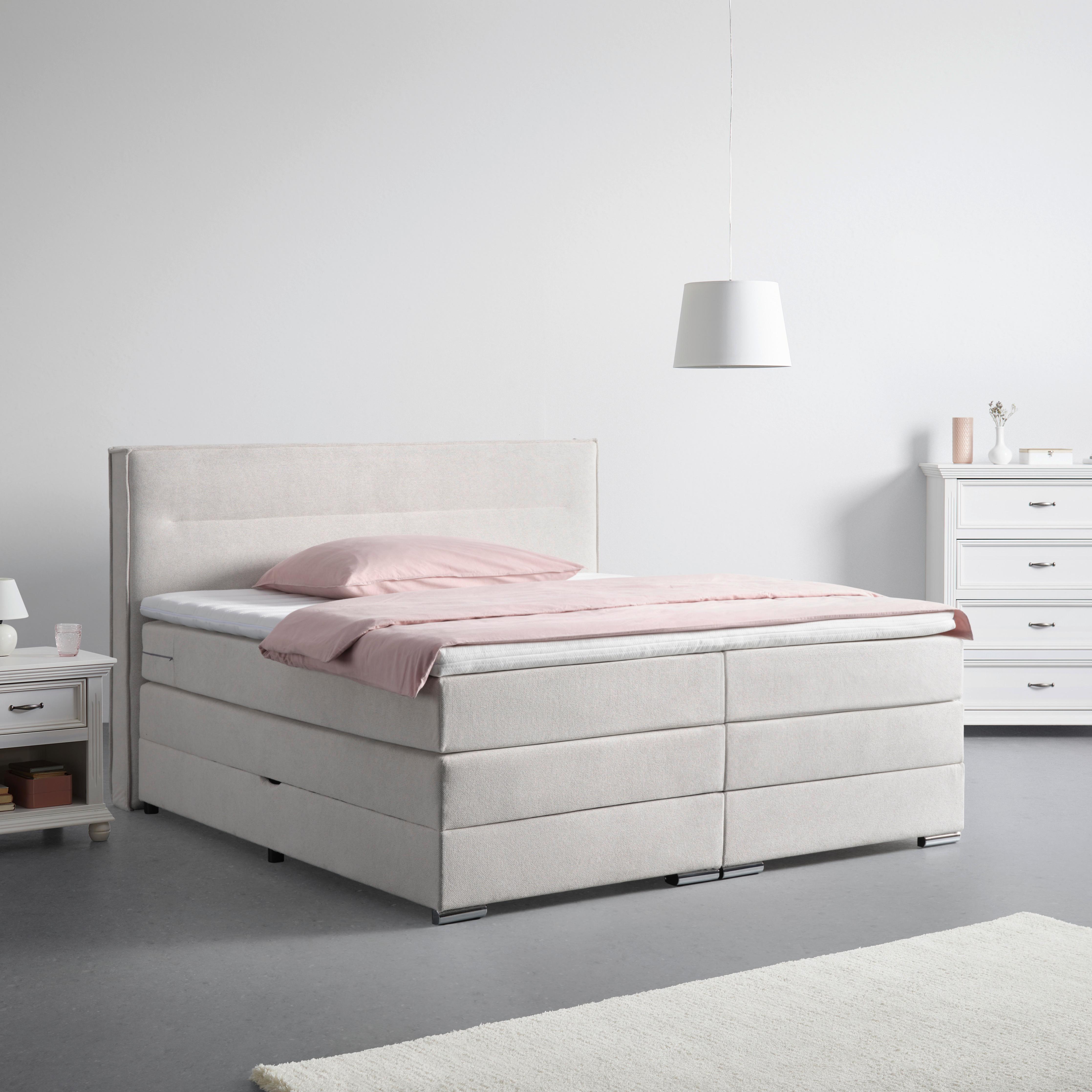 Boxspringbett Papilon in Grau ca. 180x200cm - Zinkfarben/Grau, Konventionell, Holz/Holzwerkstoff (180/200cm) - Premium Living