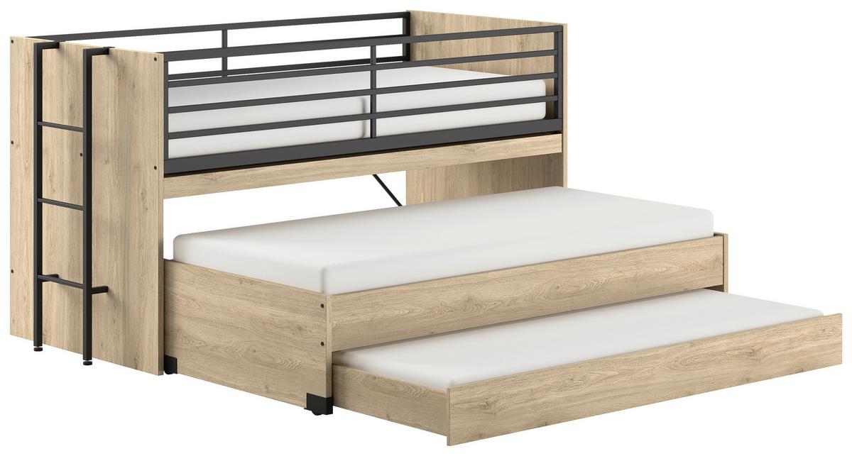 Hochbett Sam Eichefarben ca. 90x200 cm - Eichefarben, MODERN, Holzwerkstoff (90/200cm) - Vipack