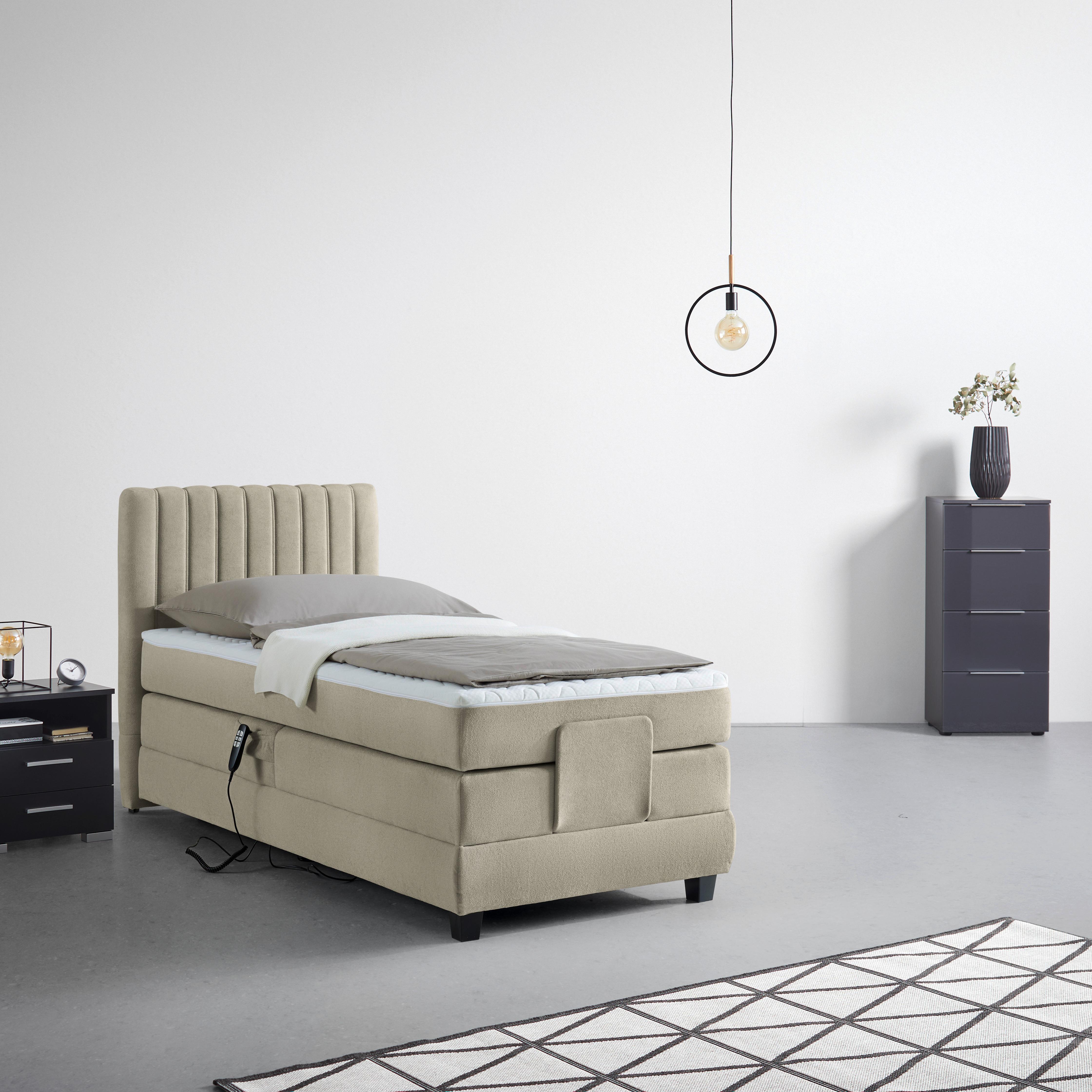 Boxspringbett Dixon Cappuccino ca. 90x200cm - Schwarz/Cappuccino, Konventionell, Holz/Holzwerkstoff (90/200cm) - Premium Living