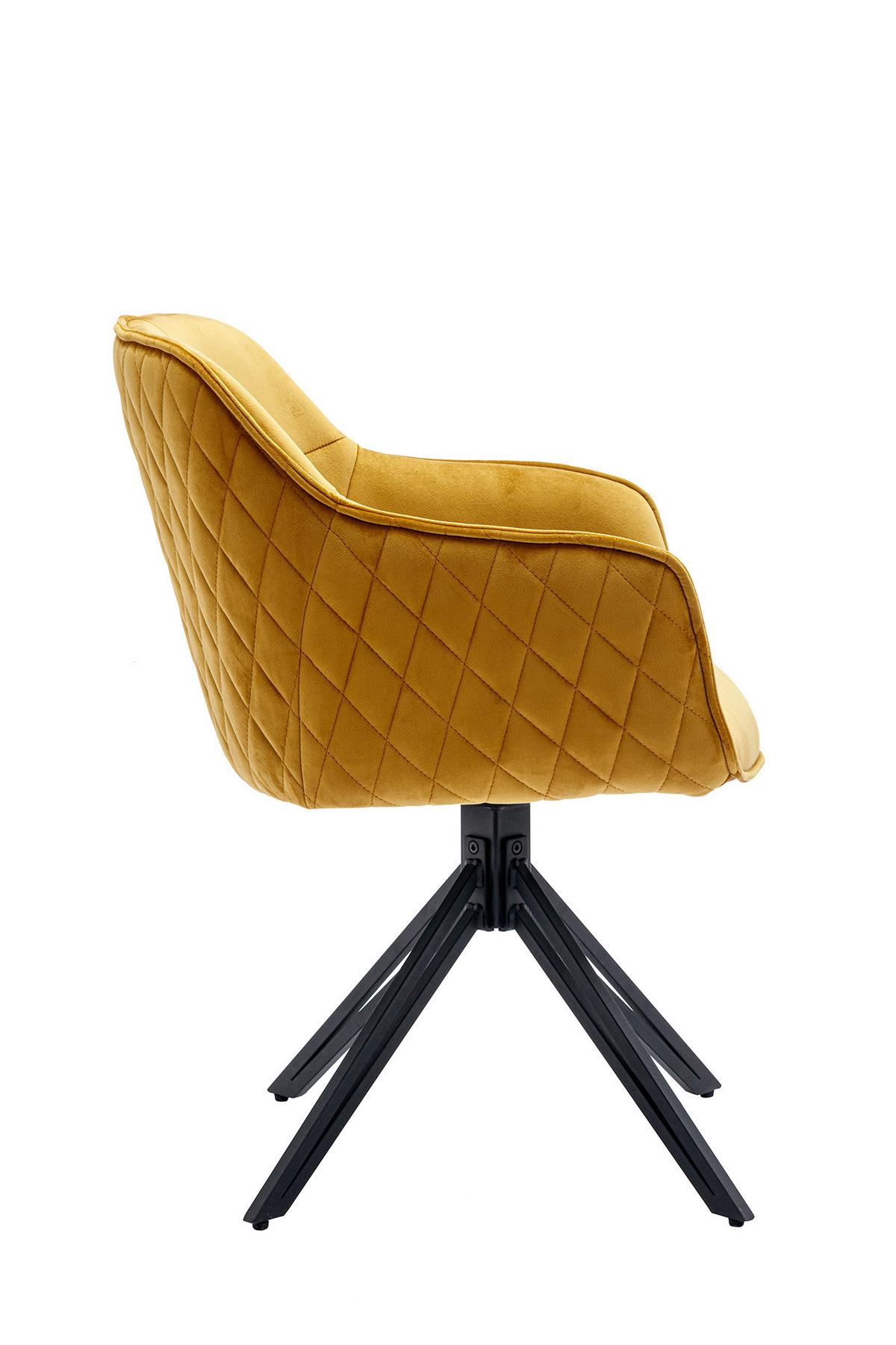 Naslanjač Samt, Rumena, Vrtljiv - rumena/črna, Moderno, kovina/tekstil (59/83/60cm) - Livetastic