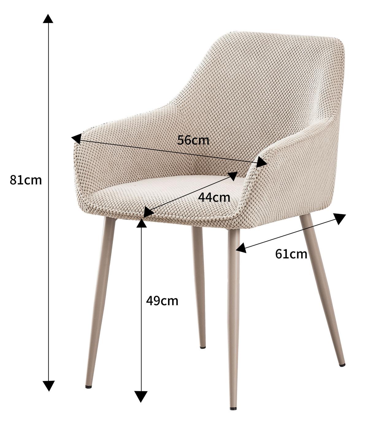 Karosszék Cora - bézs, Modern, textil/fém (56/81/62cm) - MID.YOU