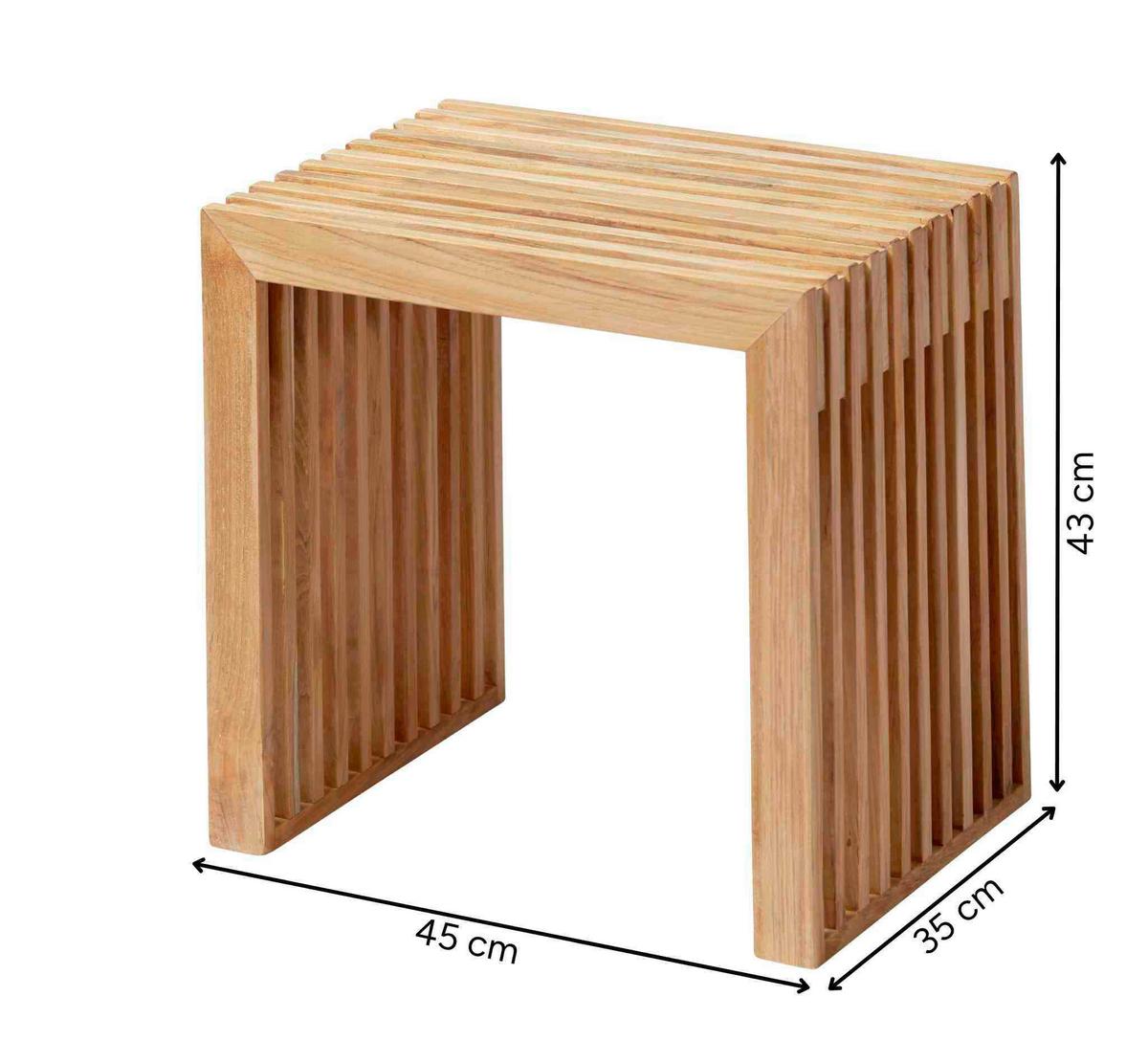 Hocker "Rib", Teak Innenhöhe ca. 39 cm - Teakfarben, KONVENTIONELL, Holz (45/43/35cm) - MID.YOU
