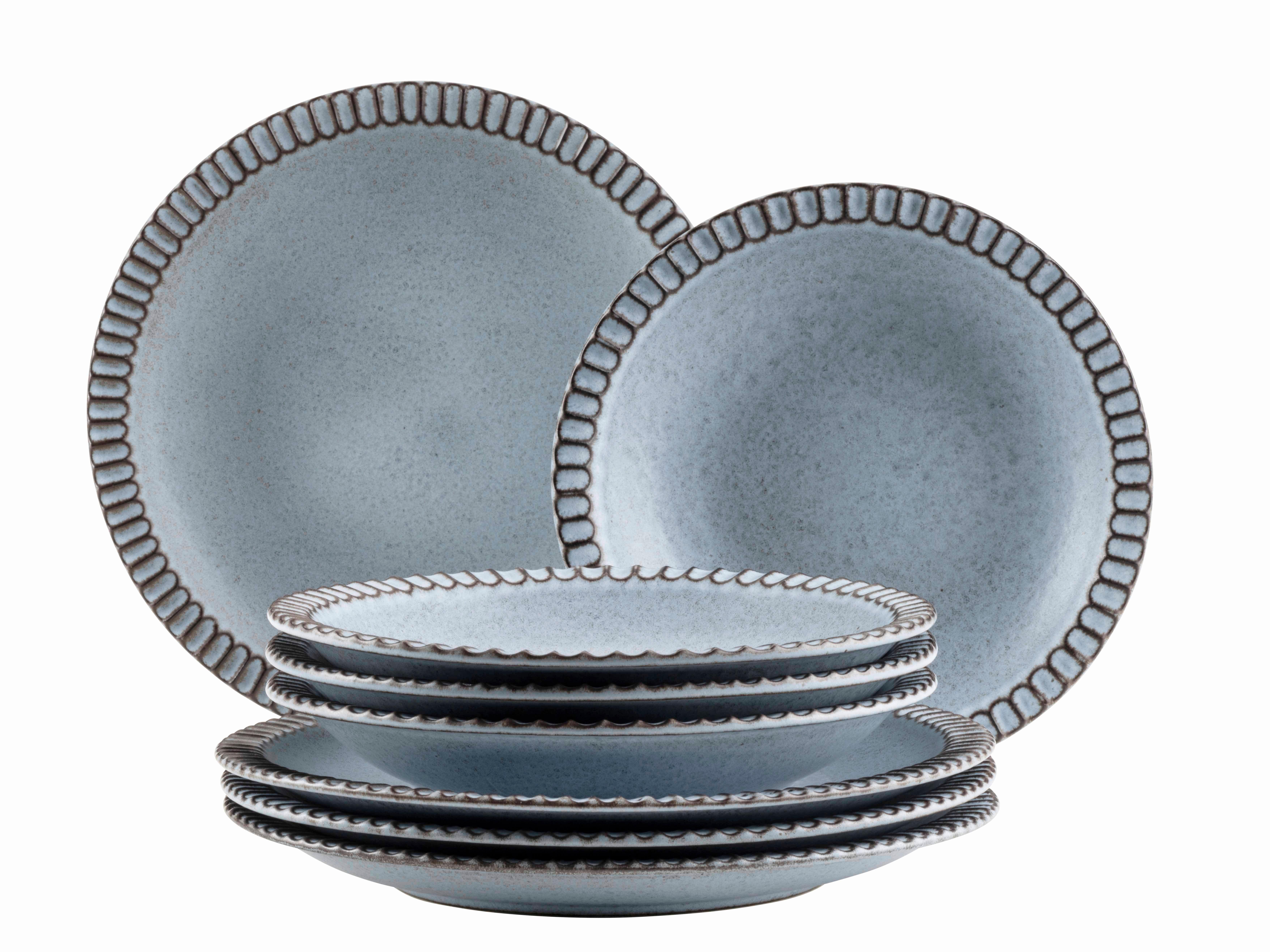 Tellerset 935592 Tellerset 8tlg - Blau, Basics, Keramik - Mäser