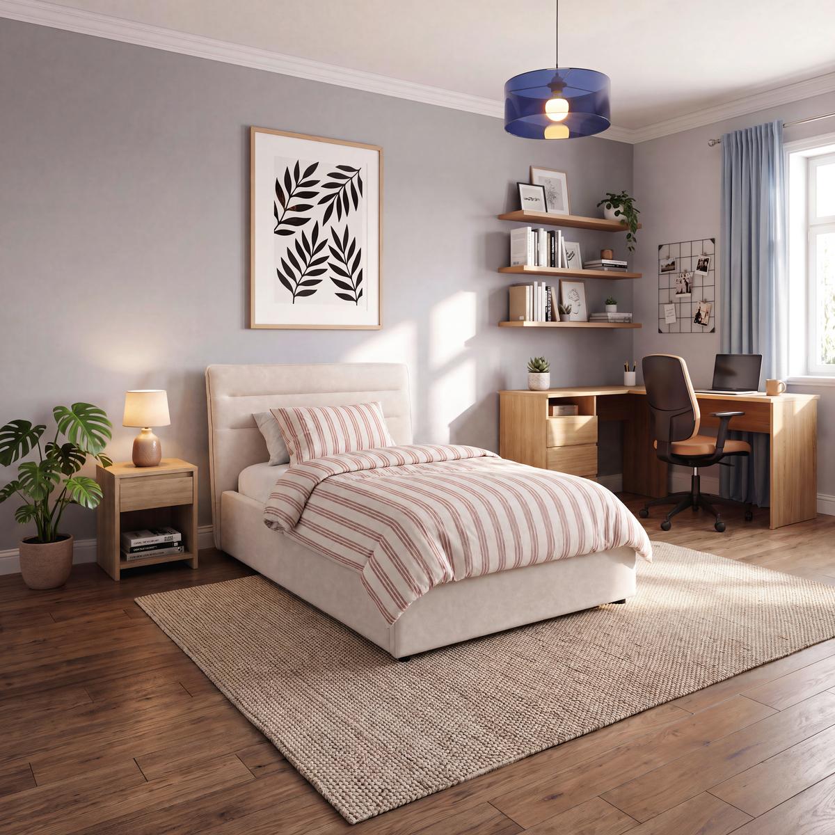 Polsterbett Sienna Beige ca. 90x200cm - Beige/Schwarz, LIFESTYLE, Holz/Kunststoff (90/200cm) - Based