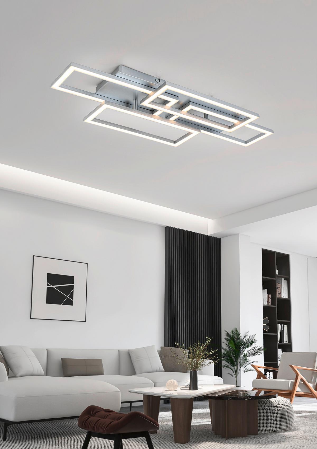 LED Mennyezeti Lámpa Mega - nikkelszínű/ezüstszínű, Modern, műanyag/fém (72/28,4/8cm) - Mömax