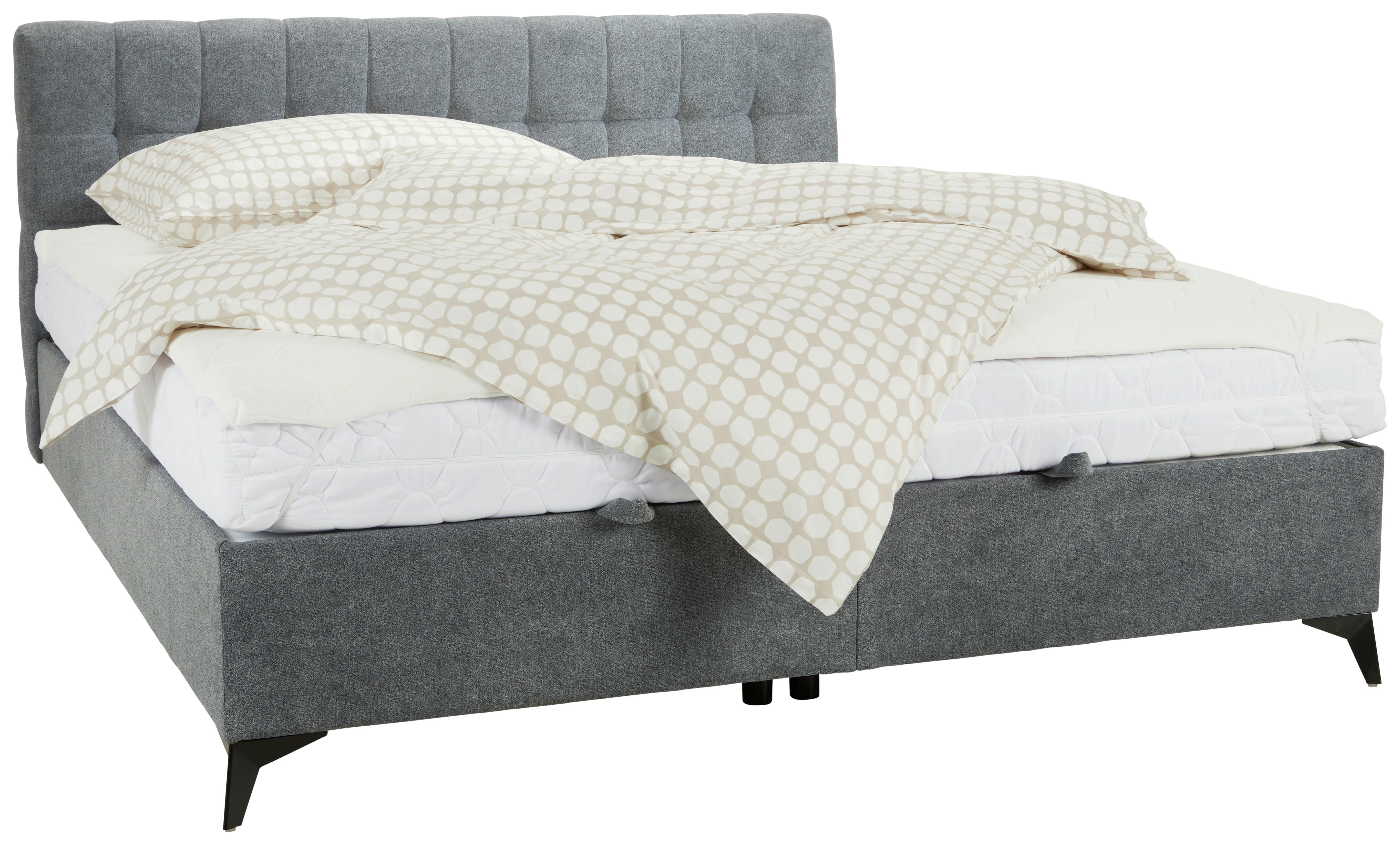Boxbett In Grau Ca. 180x200cm - Schwarz/Grau, Konventionell, Holzwerkstoff/Kunststoff (180/200cm) - Mömax