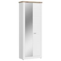 Garderobenschrank Michigan ca. 79x204 cm Weiß m. Spiegel - Weiß, LIFESTYLE, Holzwerkstoff/Kunststoff (79/204/37cm) - MID.YOU