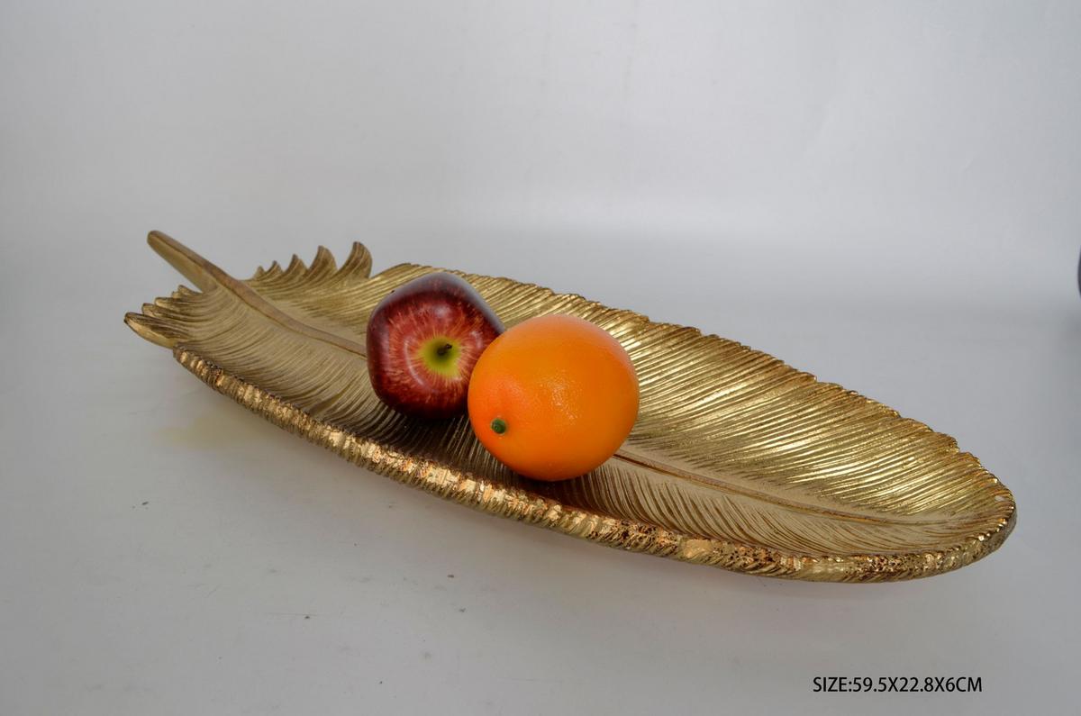 Dísztál Golden Leaf - aranyszínű, műanyag (59,5/22,8/6cm)