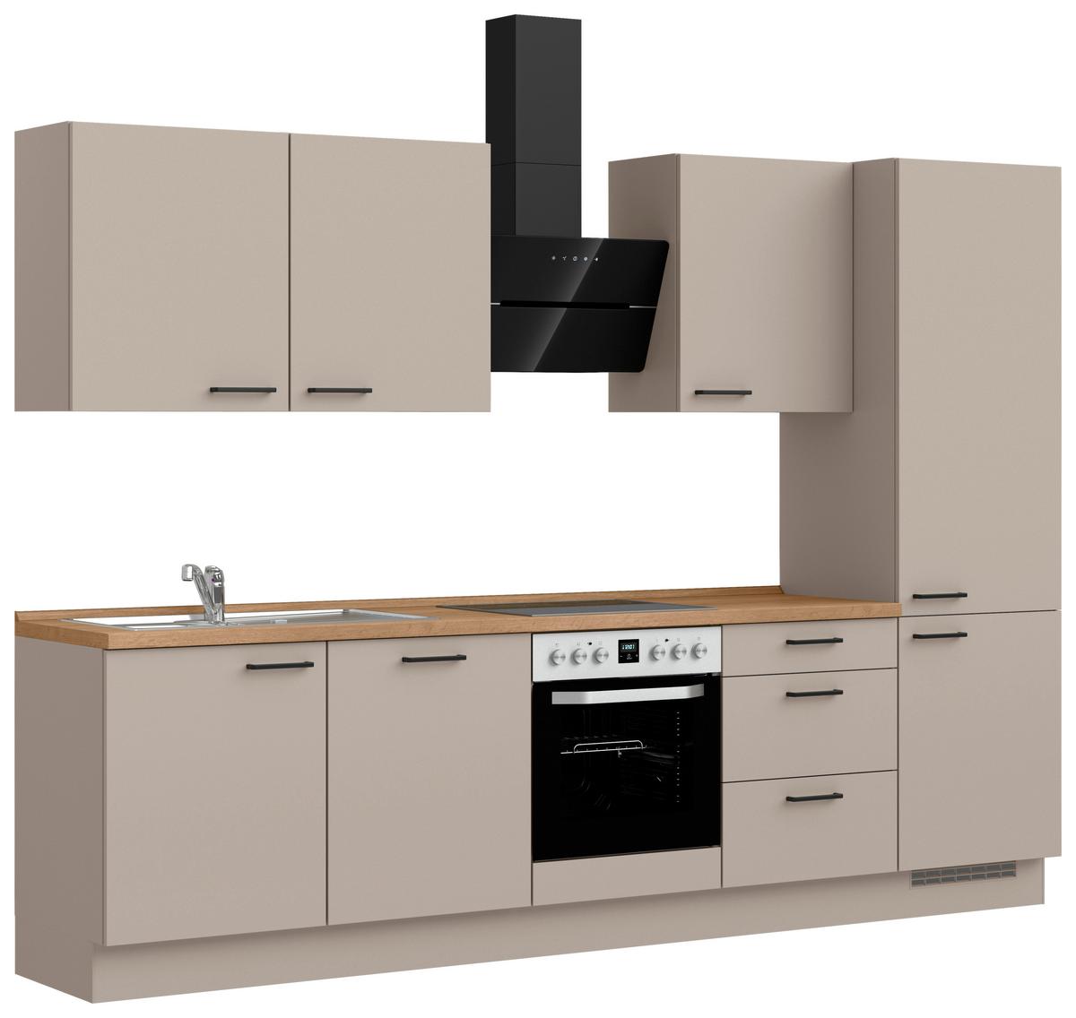 Küchenleerblock Easytouch High o. Geräte Sandfarben - Sandfarben/Eichefarben, MODERN, Holzwerkstoff/Metall (300cm) - Nobilia