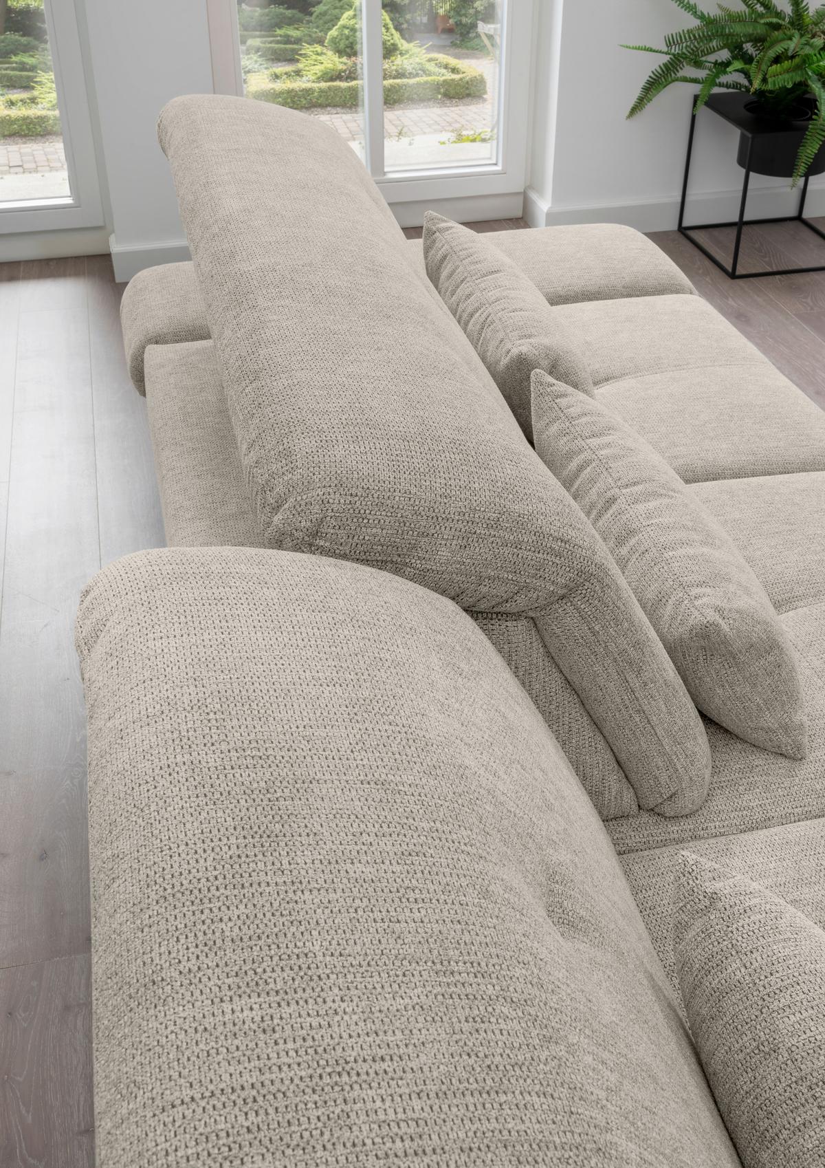 Ecksofa Dalida Beige Chenille m. Bettkasten - Chromfarben/Beige, Design, Textil/Metall (254/280cm) - Livetastic