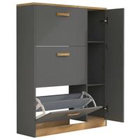 Schuhschrank HALOM L Anthrazit ca. 80x105x24 cm - Honigeiche/Anthrazit, LIFESTYLE, Holzwerkstoff (80/105/24cm) - MID.YOU