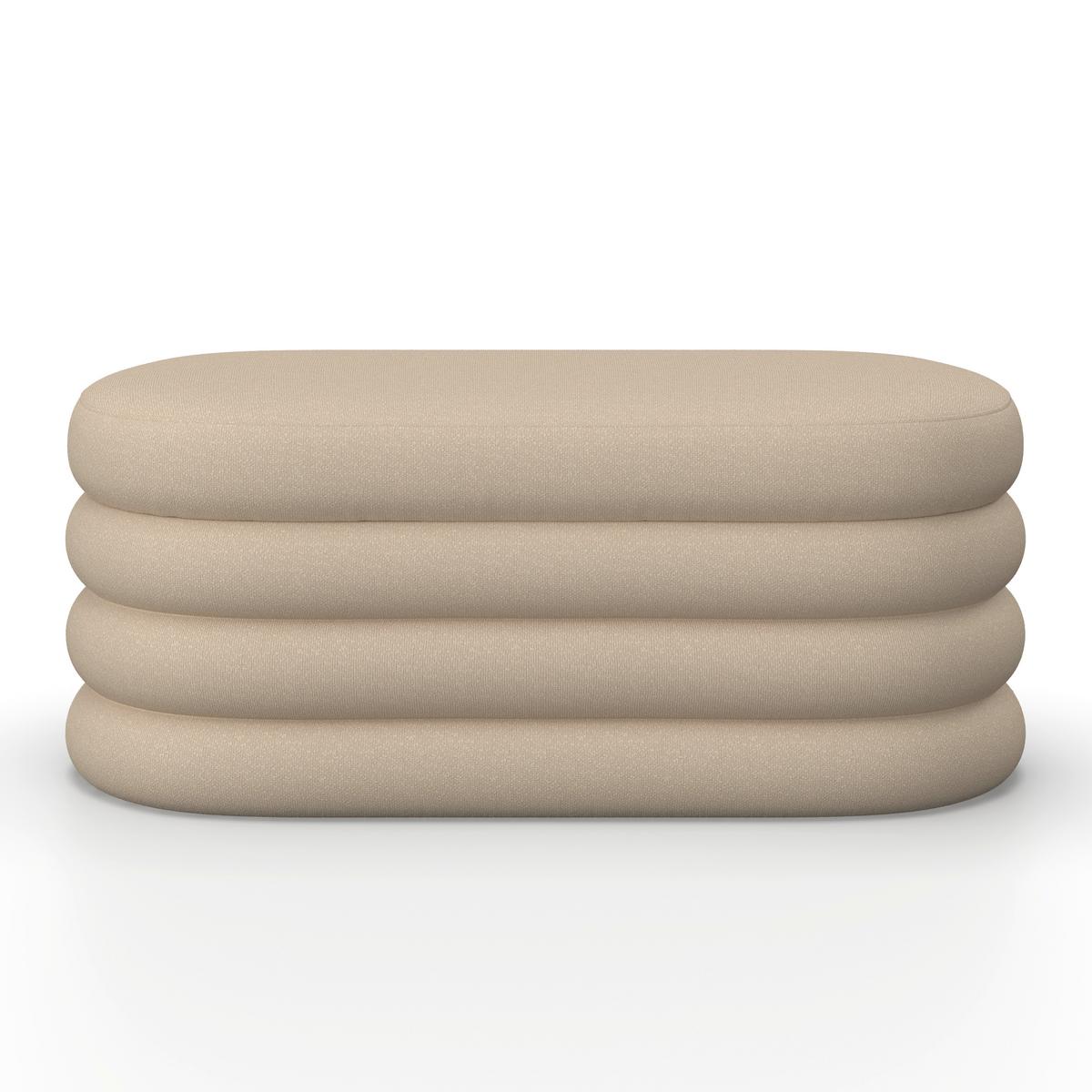 Hockerbank Lorena Braun Boucle Gepolstert mit Stauraum - Braun, MODERN, Holz/Textil (110/47/45cm) - Bessagi Home