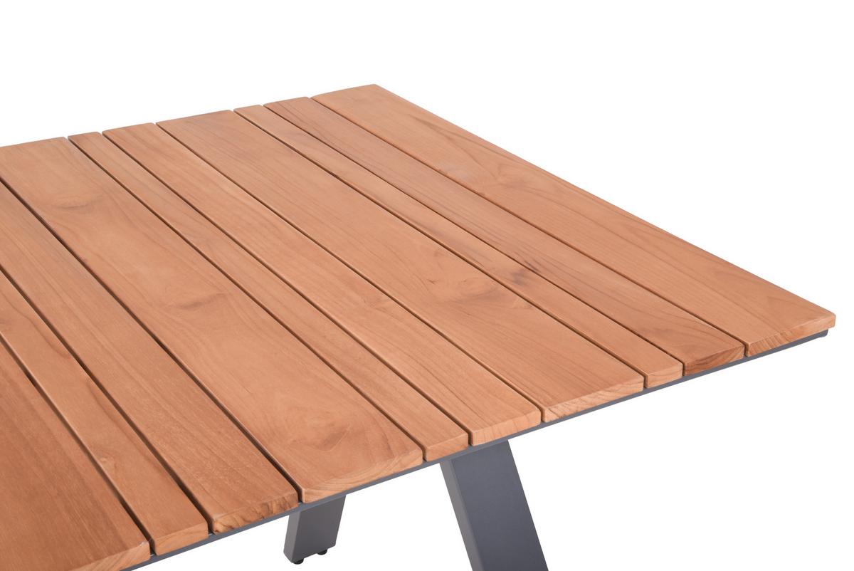 Gartentisch Davina Teak - Anthrazit/Braun, Basics, Holz/Metall (90/74/180cm) - Gardenson