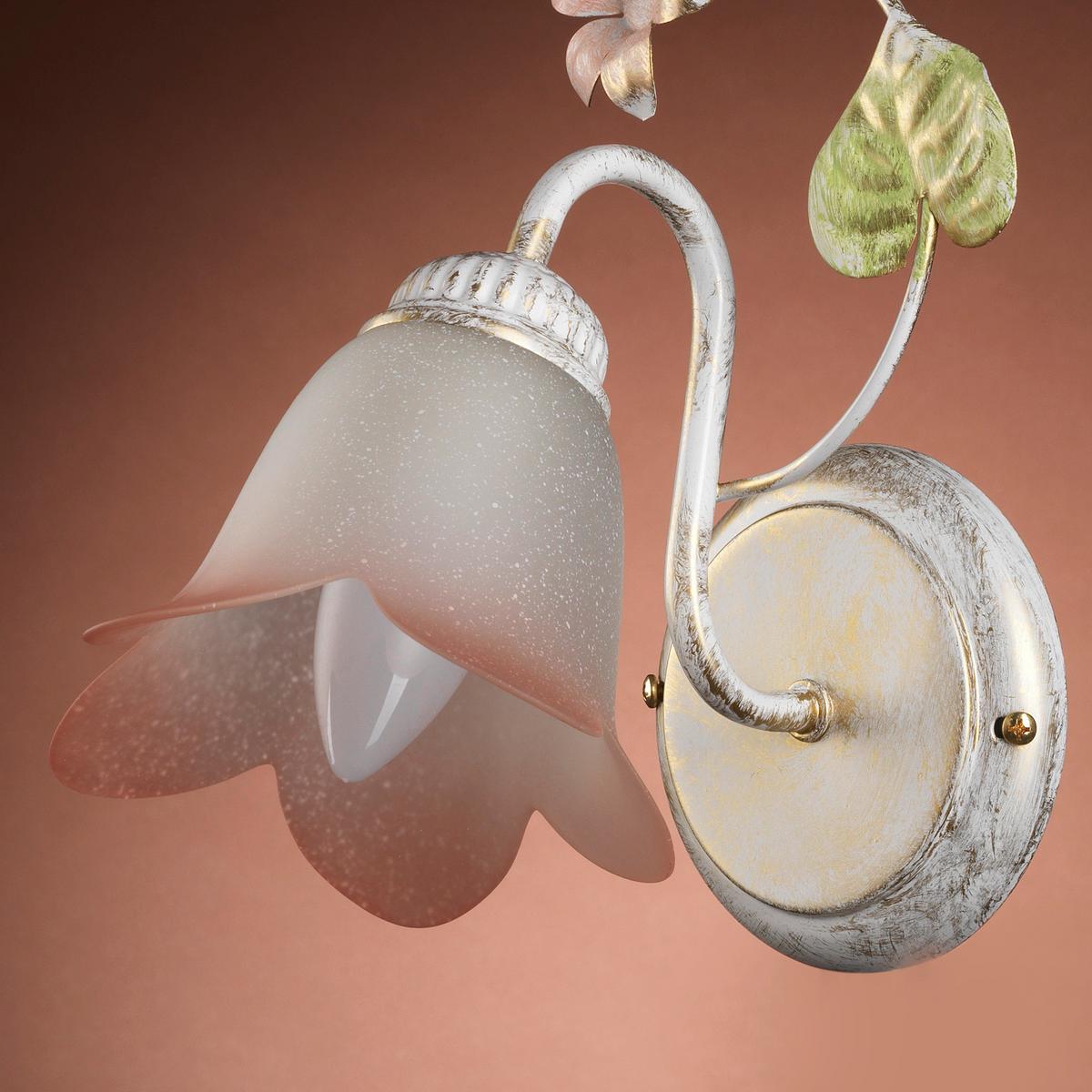 Wandleuchte Botton d'oro Weiß/Pink max. 6 Watt - Weiß, KONVENTIONELL, Glas/Metall (25/15/30cm)