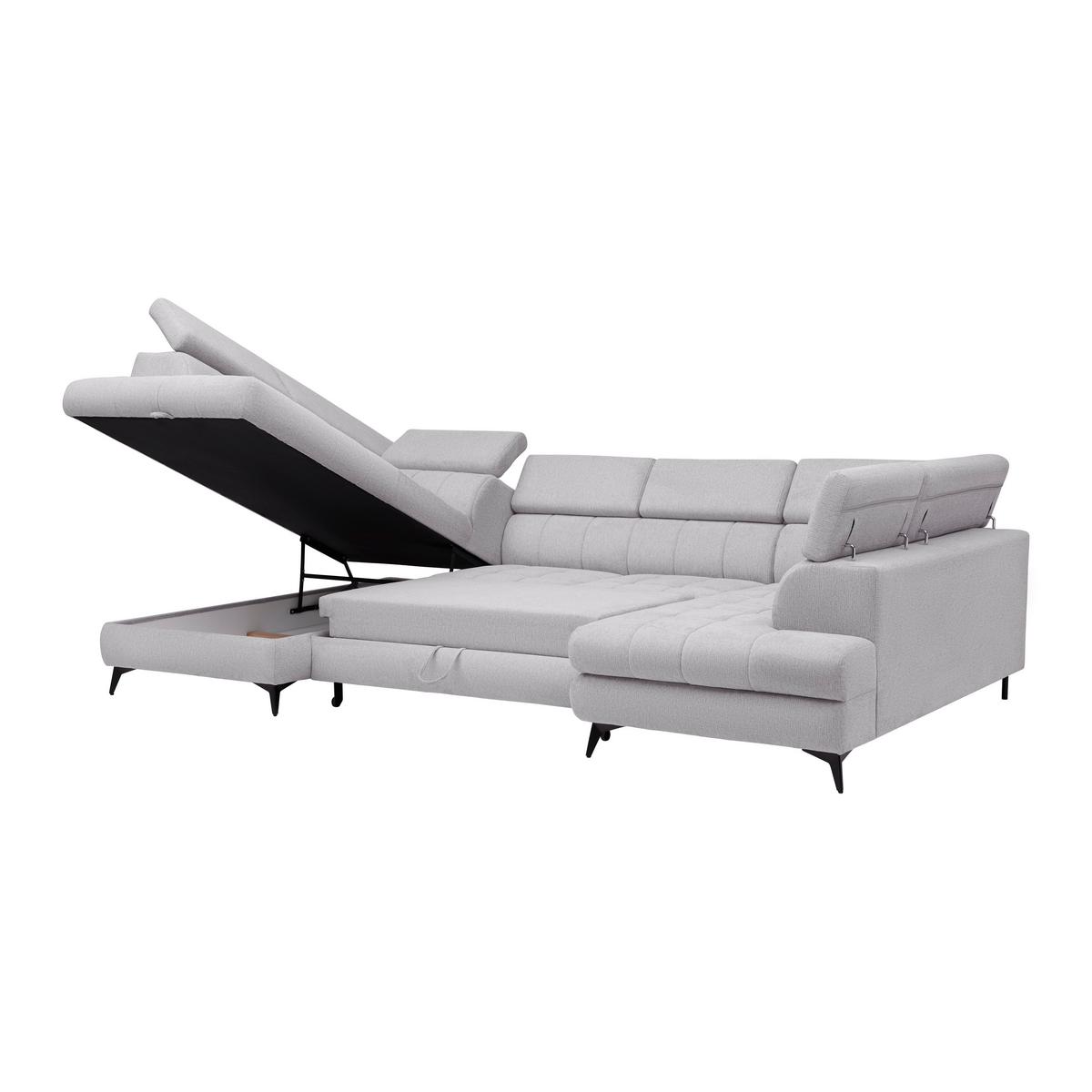 Wohnlandschaft Look Silberfarben - Silberfarben/Schwarz, MODERN, Holz/Textil (195/82-100/343cm) - Mömax