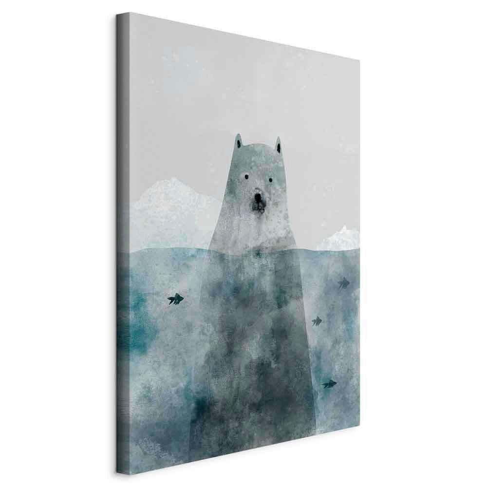 Slika Na Platnu Polar Bear - svetlo modra/bela, Basics, tekstil/les (80/120/1.2cm) - artgeist
