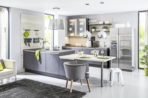 Planungsküche Stone Art Grau - Grau, Modern (340/262cm) - Nobilia
