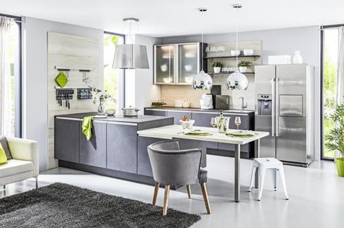 Planungsküche Stone Art Grau - Grau, Modern (340/262cm) - Nobilia