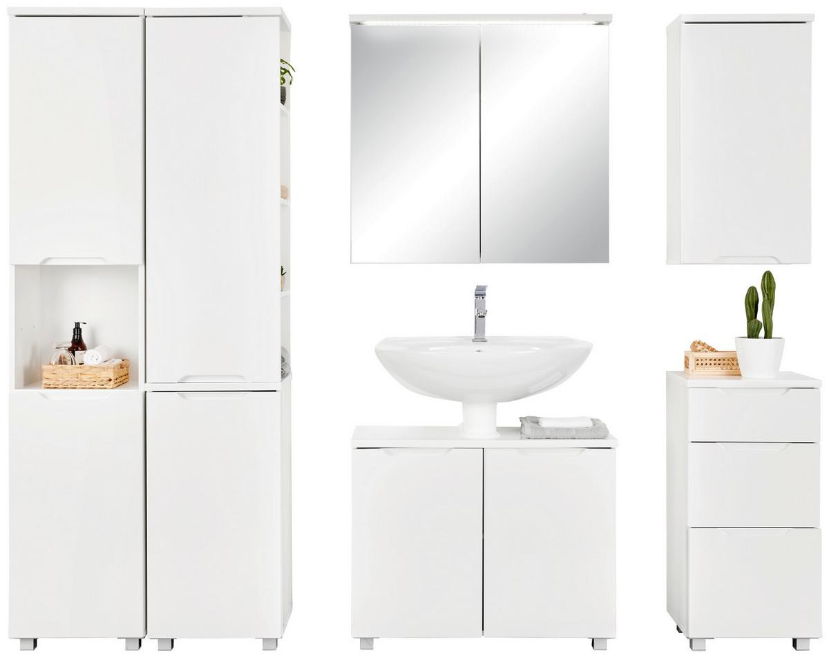 Hochschrank in Weiß - Silberfarben/Weiß, MODERN, Holzwerkstoff/Kunststoff (40/194/32cm) - Mömax