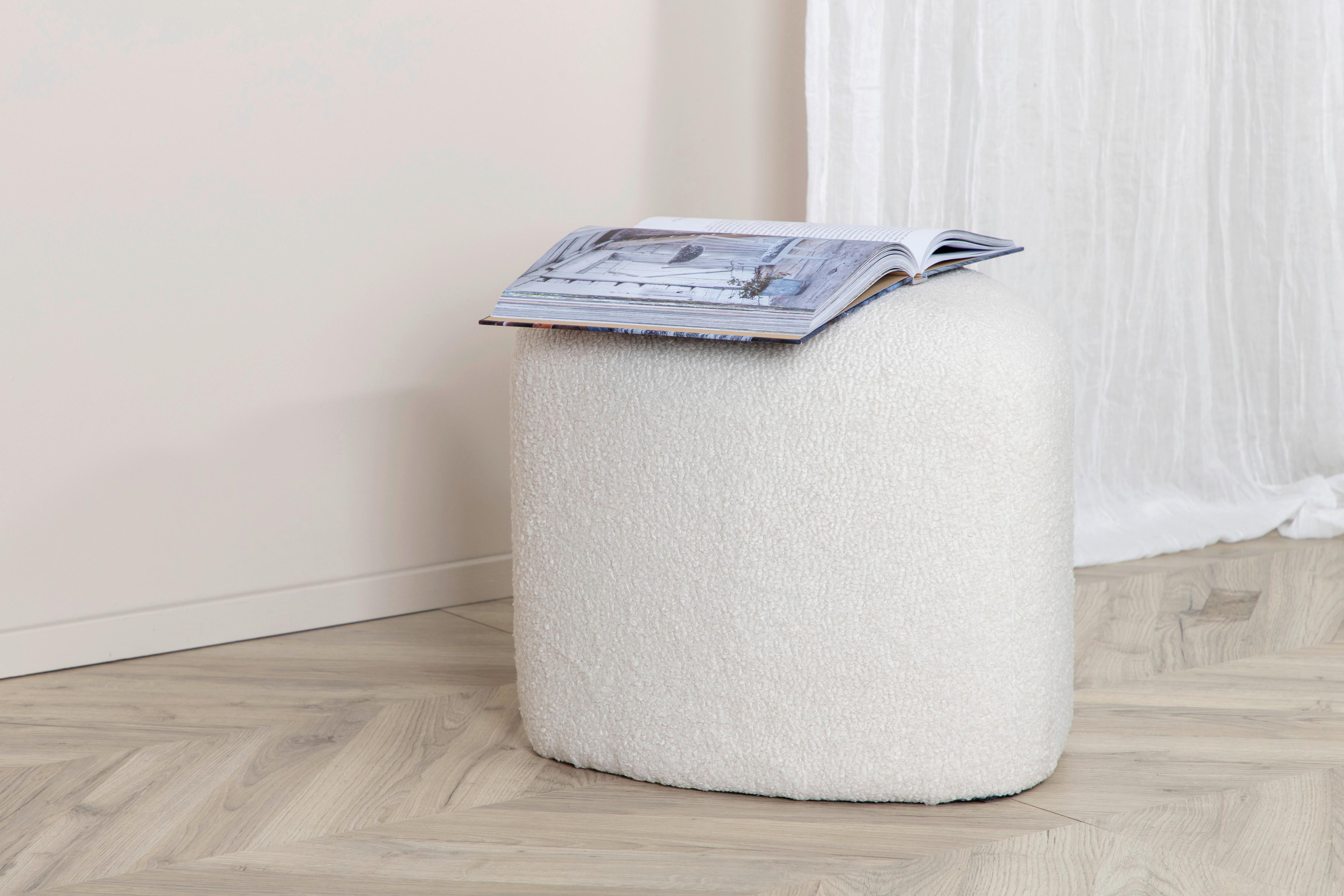 POUF PEG - Weiß, Design, Textil (46/41/46cm) - Livetastic
