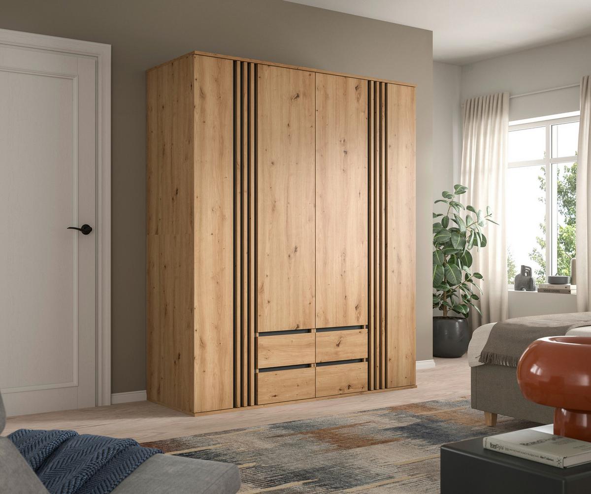 Drehtürenschrank TOFTA Eiche Artisan, Anthrazit - Anthrazit/Eiche Artisan, ROMANTIK / LANDHAUS, Holzwerkstoff (160/192/56cm) - Livetastic
