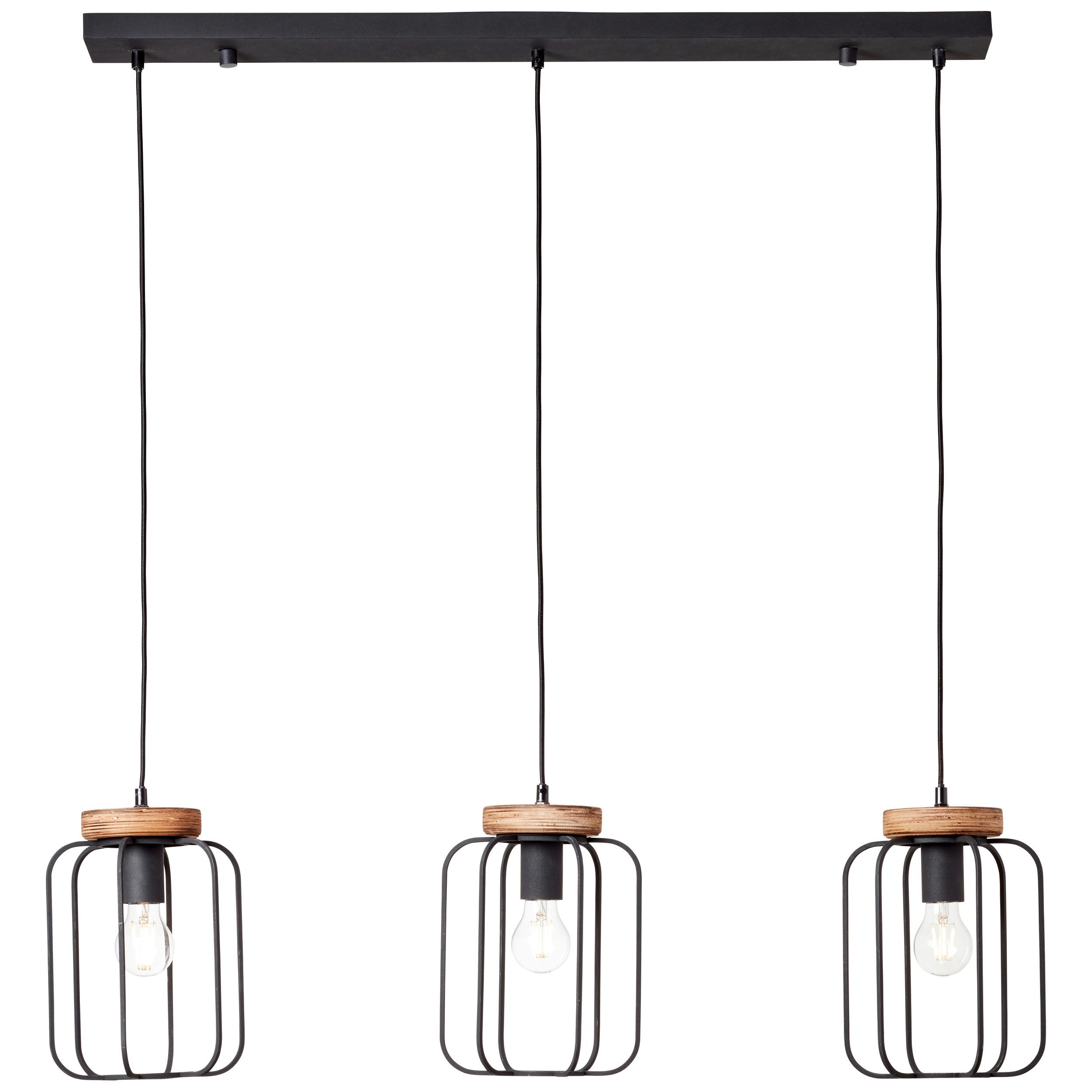 Hängeleuchte Tosh Braun/Schwarz max. 40 Watt - Schwarz/Braun, LIFESTYLE, Holz/Metall (100/20/130cm) - Brilliant