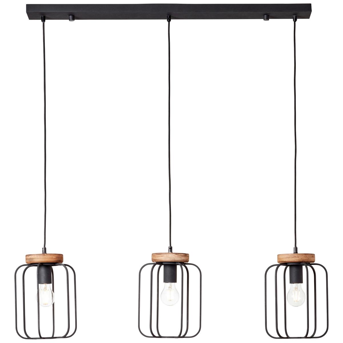 Hängeleuchte Tosh Braun/Schwarz max. 40 Watt - Schwarz/Braun, LIFESTYLE, Holz/Metall (100/20/130cm) - Brilliant