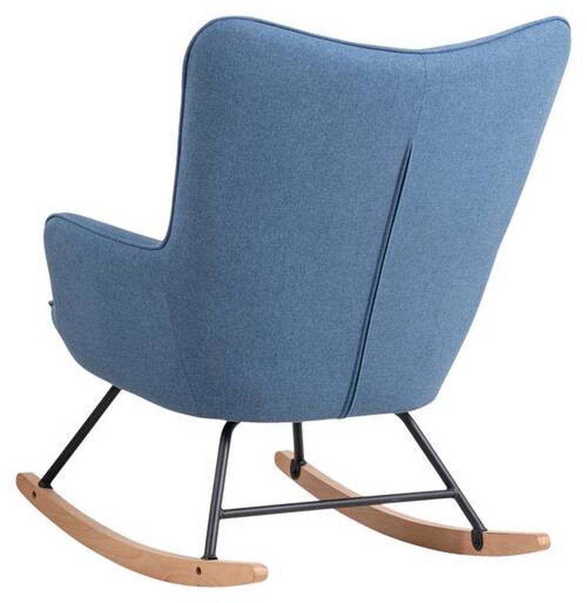 Schaukelsessel Richie Blau, Webstoff - Blau/Buchefarben, MODERN, Holz/Textil (72/92/92cm) - MID.YOU