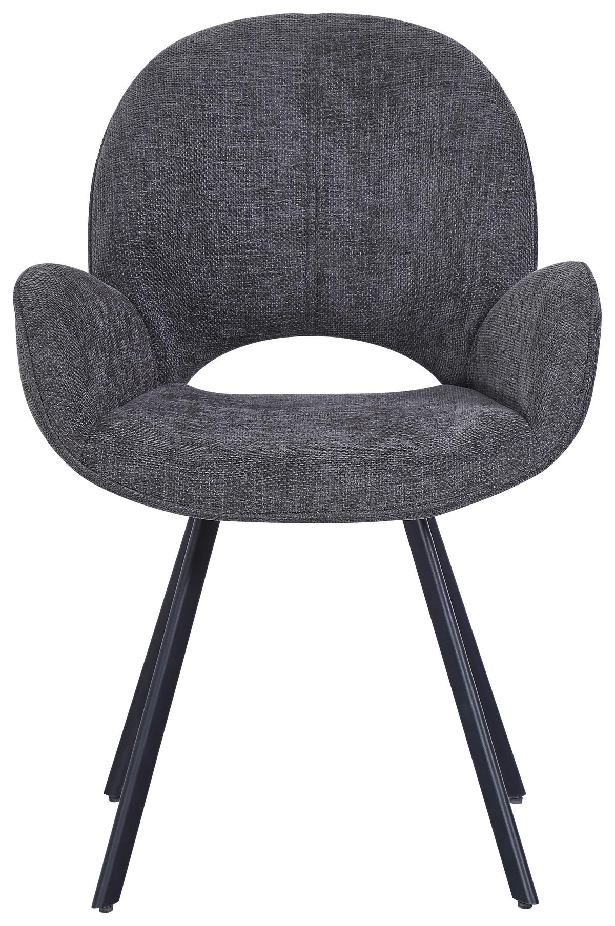 KRZESŁO Z PODŁOKIETNIKAMI CARLOTTA - czarny/szary, Modern, metal/tkanina (61/88/62cm) - MID.YOU