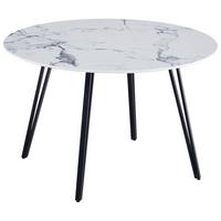 Jedilna Miza Edwin, Bela, Videz Marmorja, Ø 120cm - črna/bela, Trendi, kovina/leseni material (120/120/76cm) - Livetastic