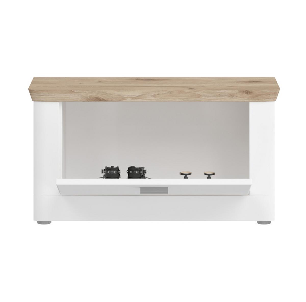 Garderobenbank Michigan ca. 79x44 cm Weiß/Eiche - Weiß, LIFESTYLE, Holzwerkstoff/Kunststoff (79/44/37cm) - MID.YOU