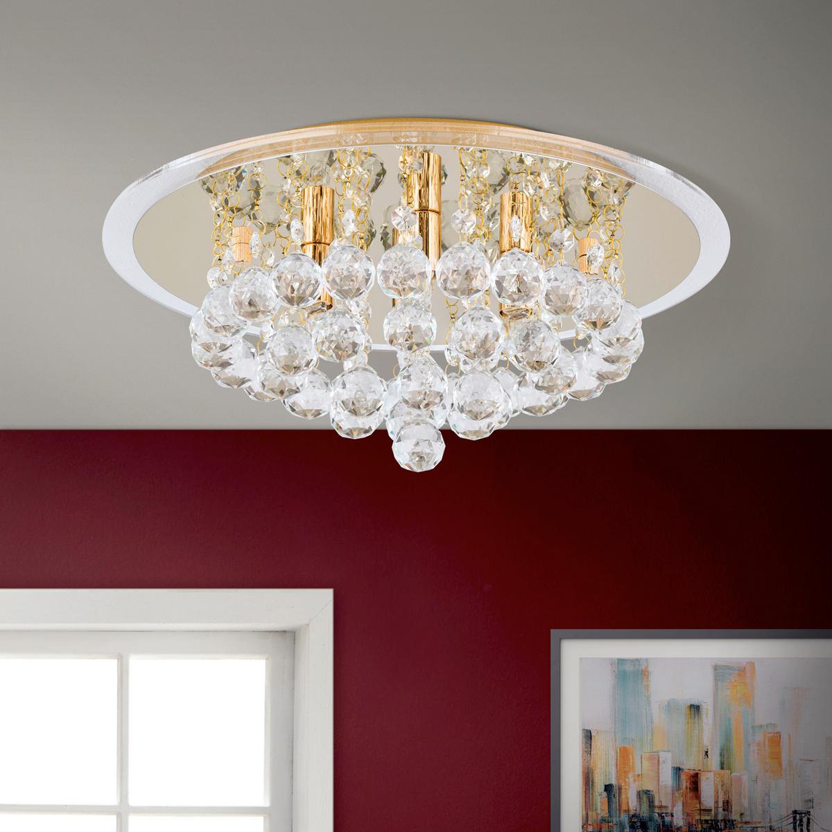 KRYSZTAŁOWA LAMPA SUFITOWA DLU 2378/4/38 GLORIA - kolor złoty, Lifestyle, metal/szkło (38/15cm)